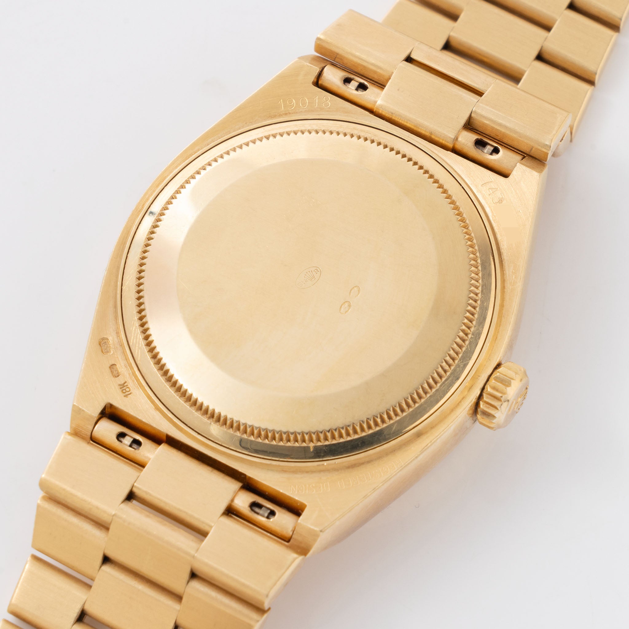 Rolex Day-Date Oysterquartz Champagne Diamond Dial Ref 19018 in 18k Yellow Gold