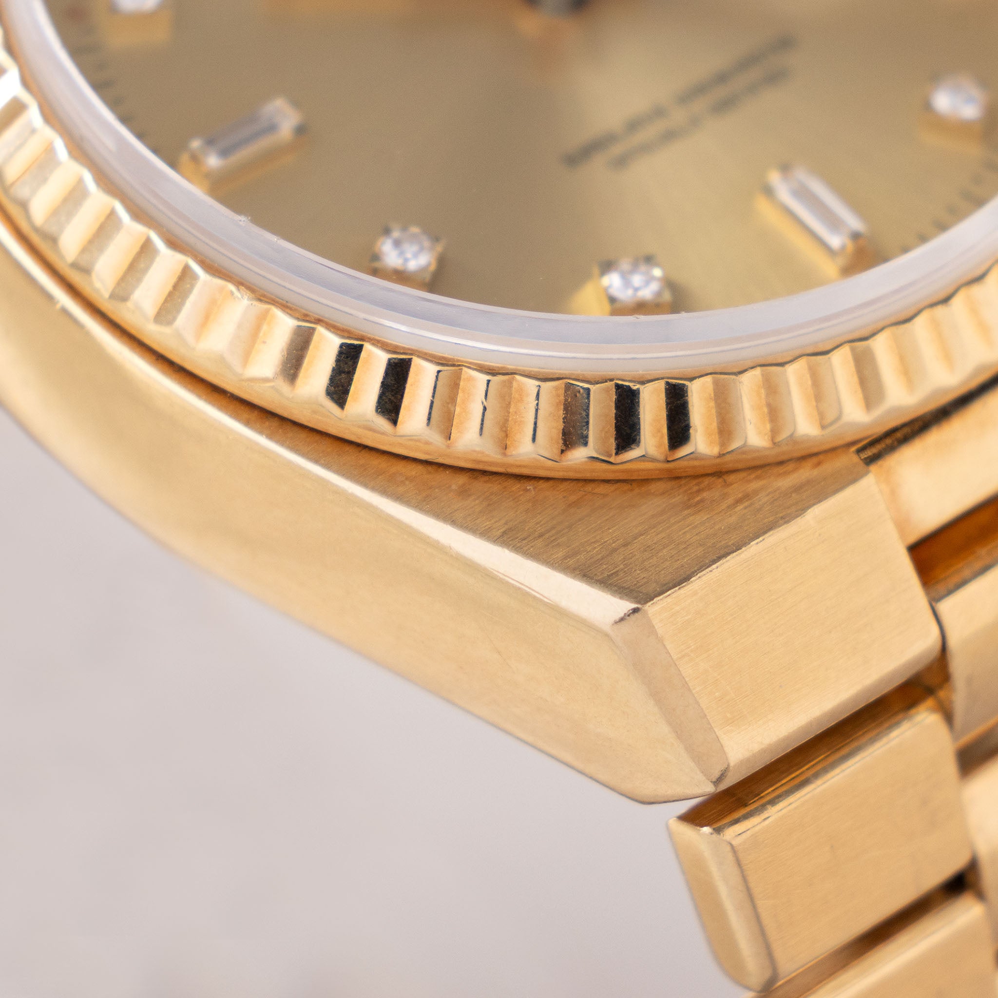 Rolex Day-Date Oysterquartz Champagne Diamond Dial Ref 19018 in 18k Yellow Gold