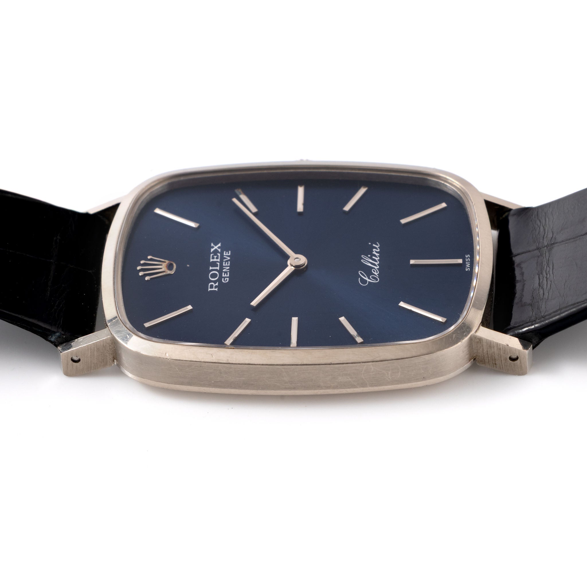Rolex Cellini Blue Dial Rectangular Case in 18K White Gold Ref. 4113 B