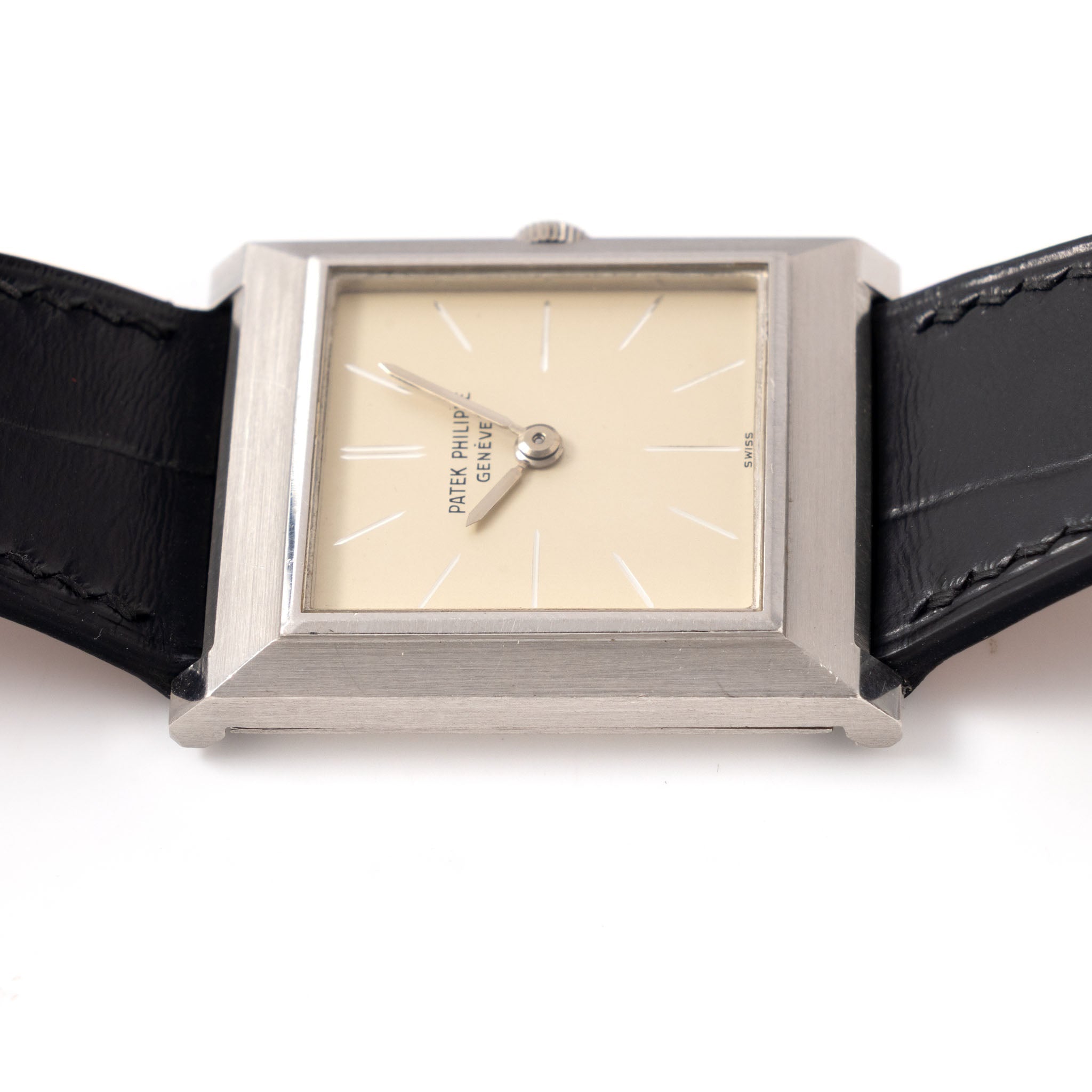 Patek Philippe Square Gondolo Dresswatch 3404P Silver Engraved Dial with Extract of the Archives