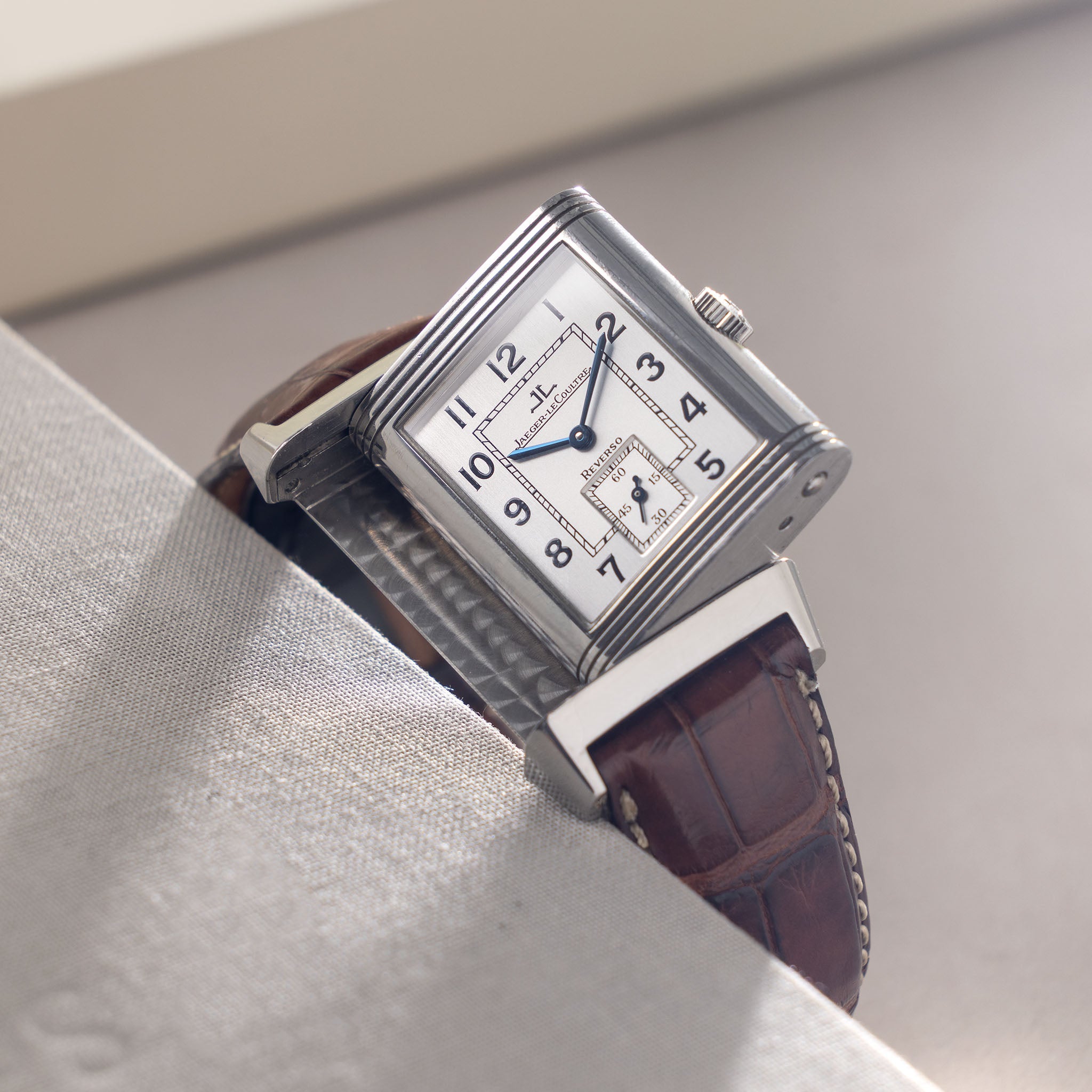 Jaeger LeCoultre Reverso “Grande Taille” Two-Tone Silver Dial ref. 270.8.62 Box and Papers Set