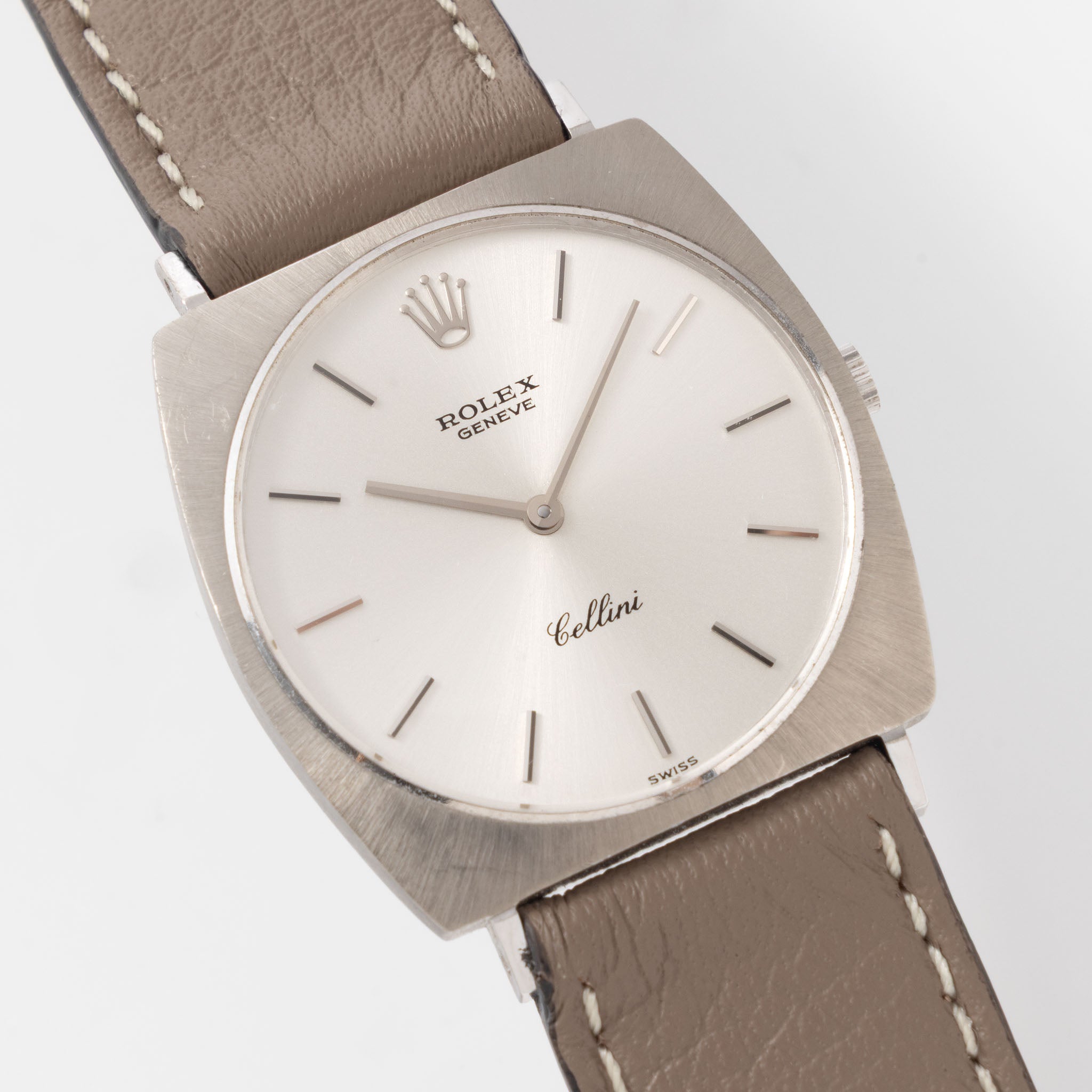 Rolex Cellini Silver Soleil Dial in 18k white gold ref. 3747