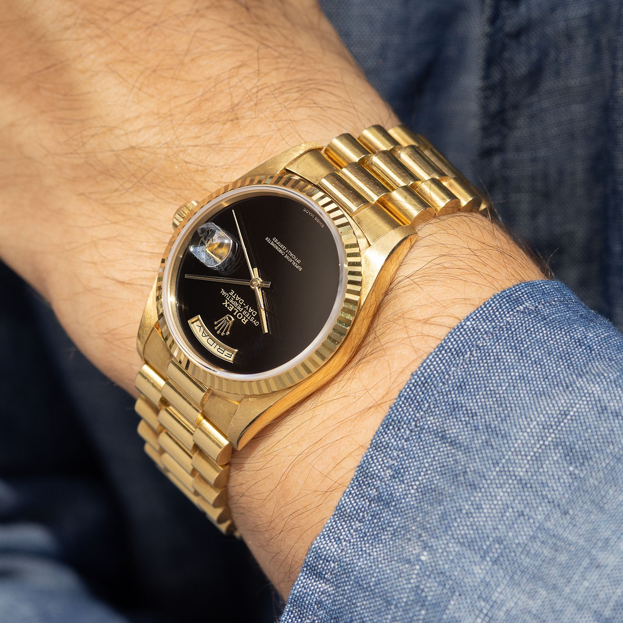 Rolex Day-Date 18238 Onyx Dial Box Paper Set Rolex Geneva Service