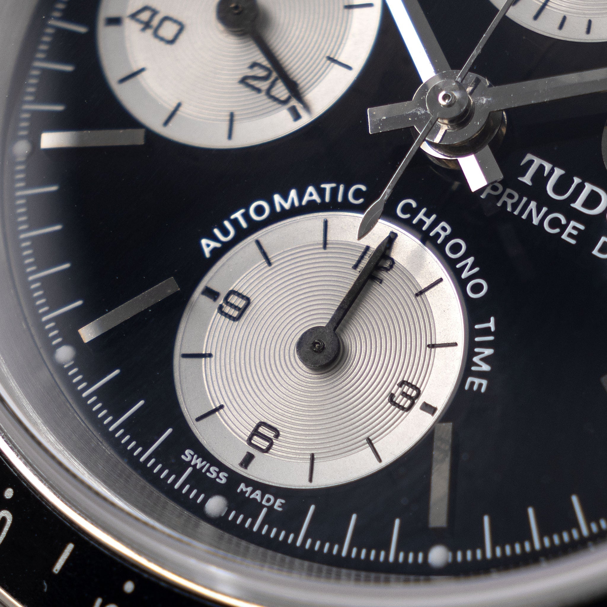 Tudor Prince Date "Small block" Chronograph Black Dial ref. 79260