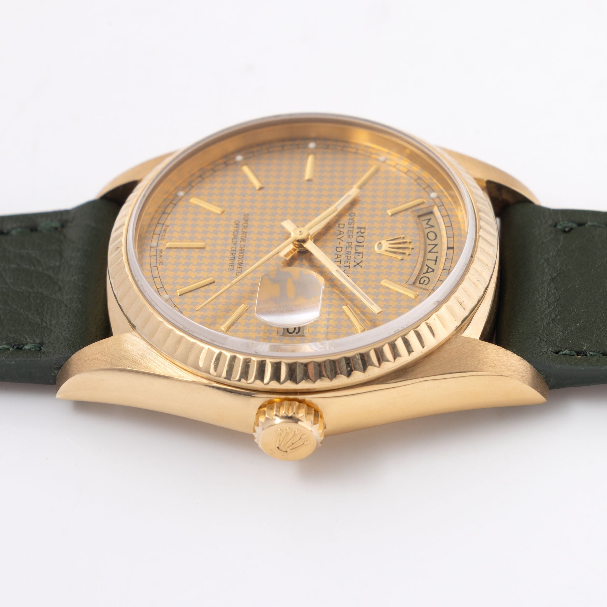 Rolex Day-date Houndstooth dial ref 18238 in 18 k yellow gold