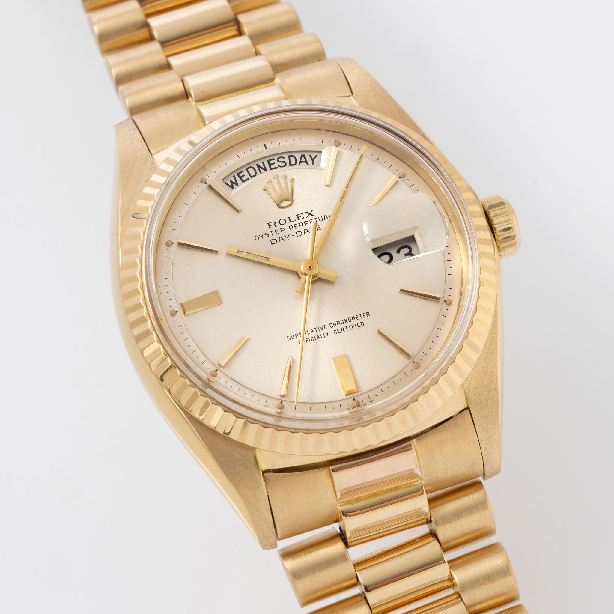 Rolex Day-Date Silver Doorstop Dial in 18k Yellow Gold ref. 1803 Origi