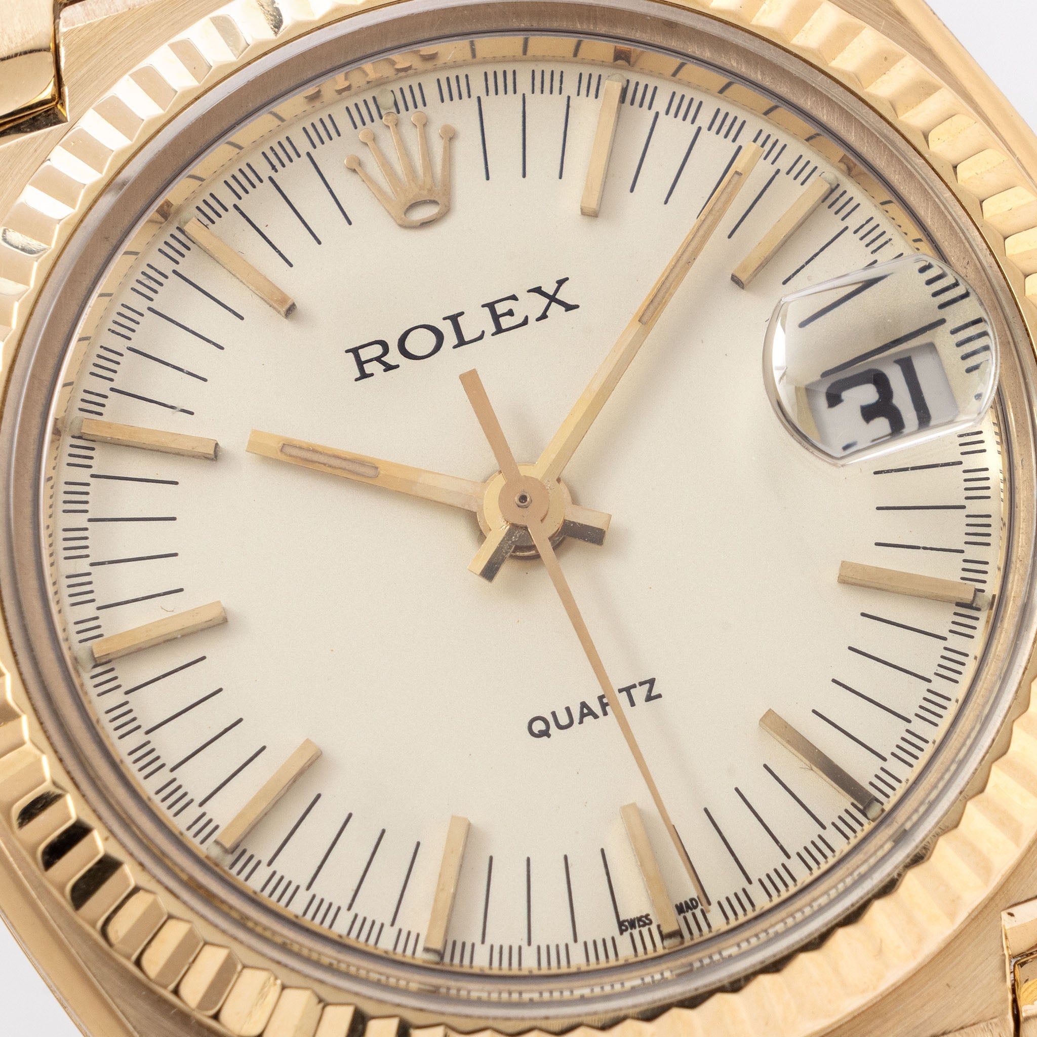 Rolex Beta 21 Il Texano Cream dial  in 18k yellow gold ref 5100