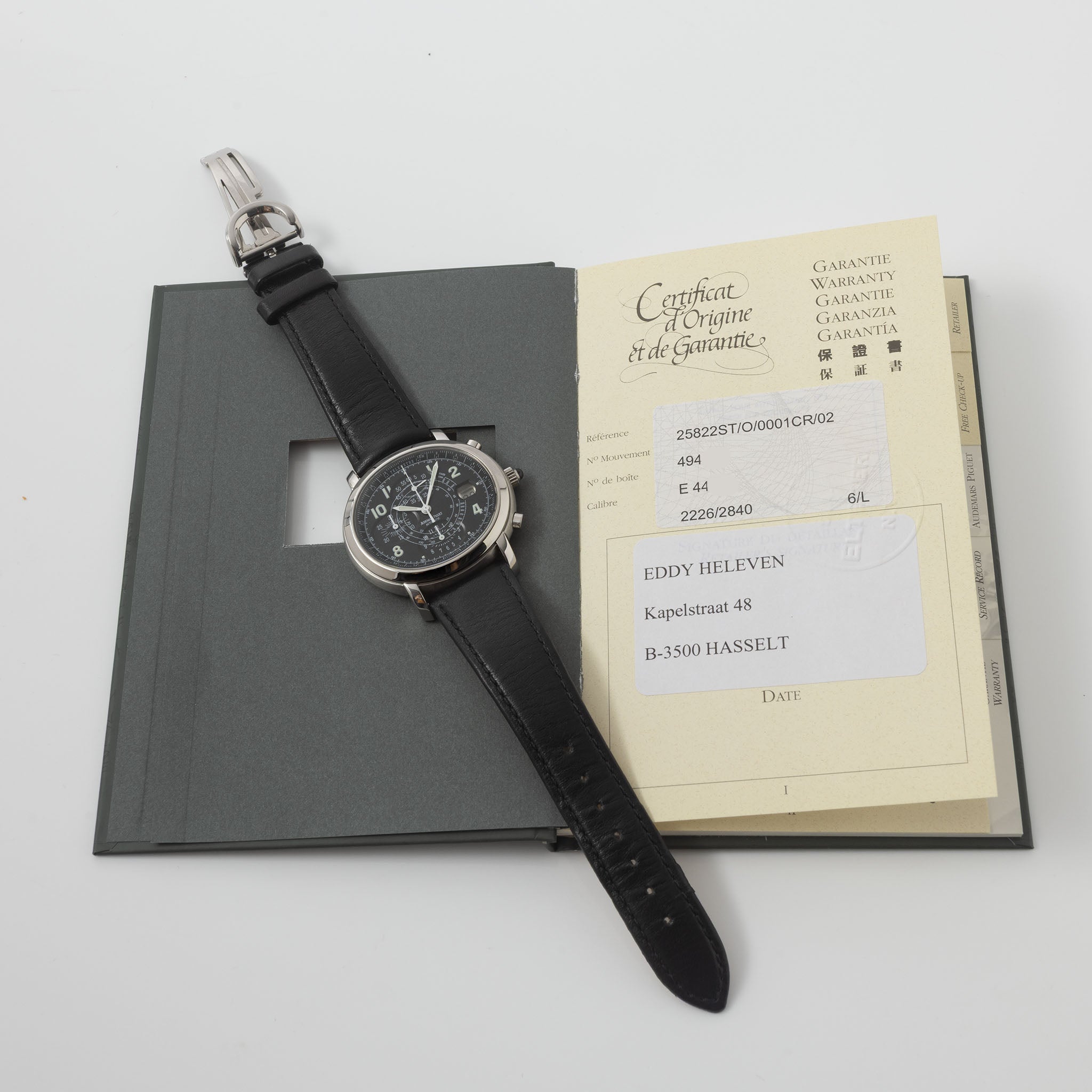 Audemars Piguet Millenary Chronograph Black Dial ref. 25822ST with Original Certificate of Origine