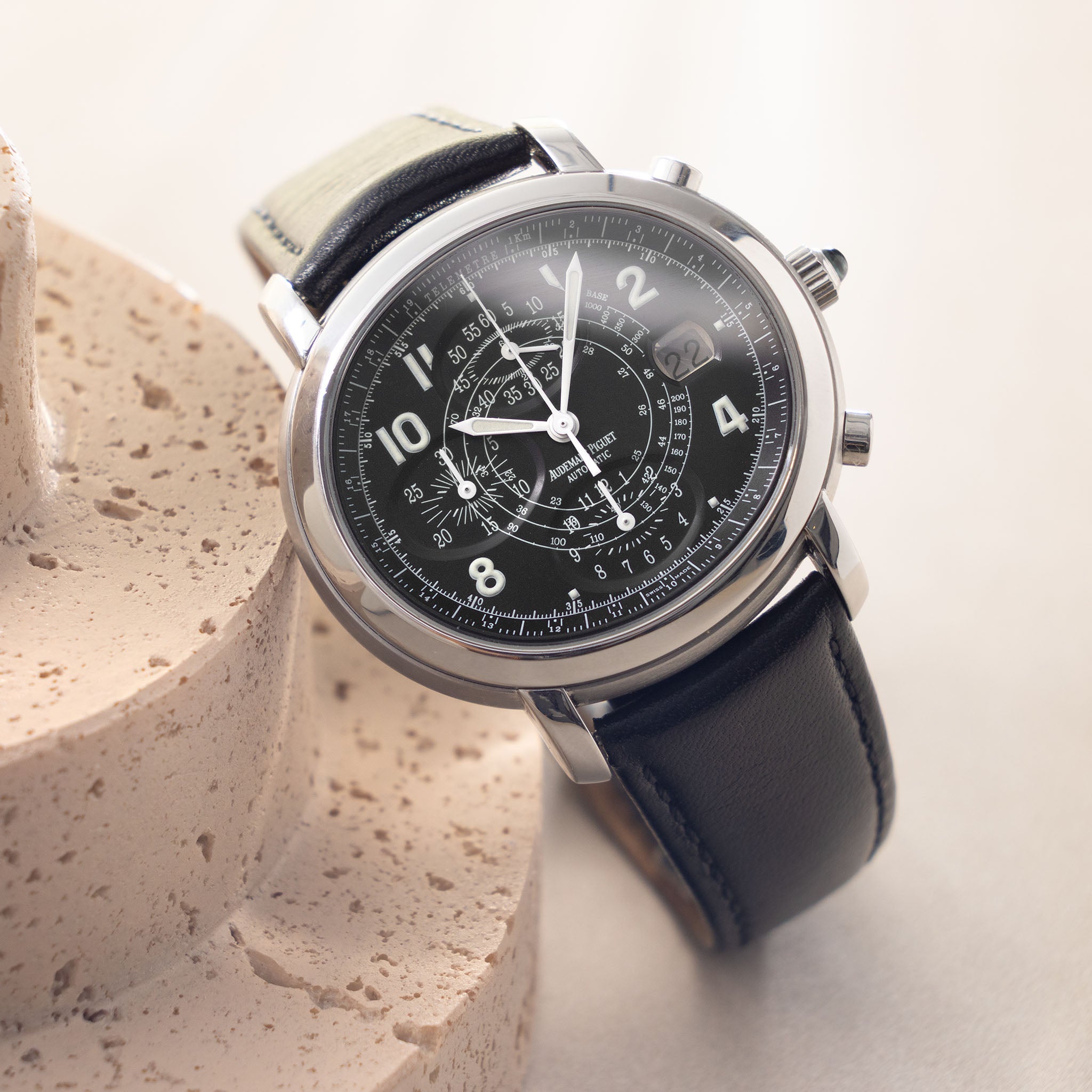 Audemars Piguet Millenary Chronograph Black Dial ref. 25822ST with Original Certificate of Origine