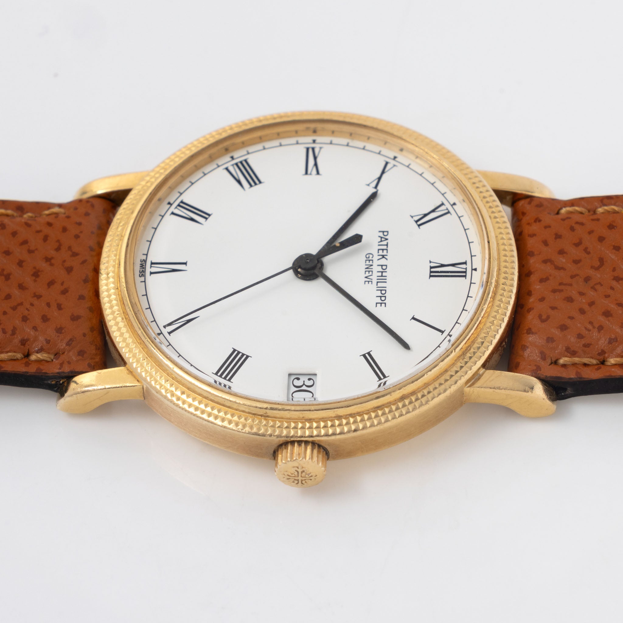 Patek Philippe Calatrava Automatic ref. 3802J White Dial in 18k Yellow Gold Clous de Paris