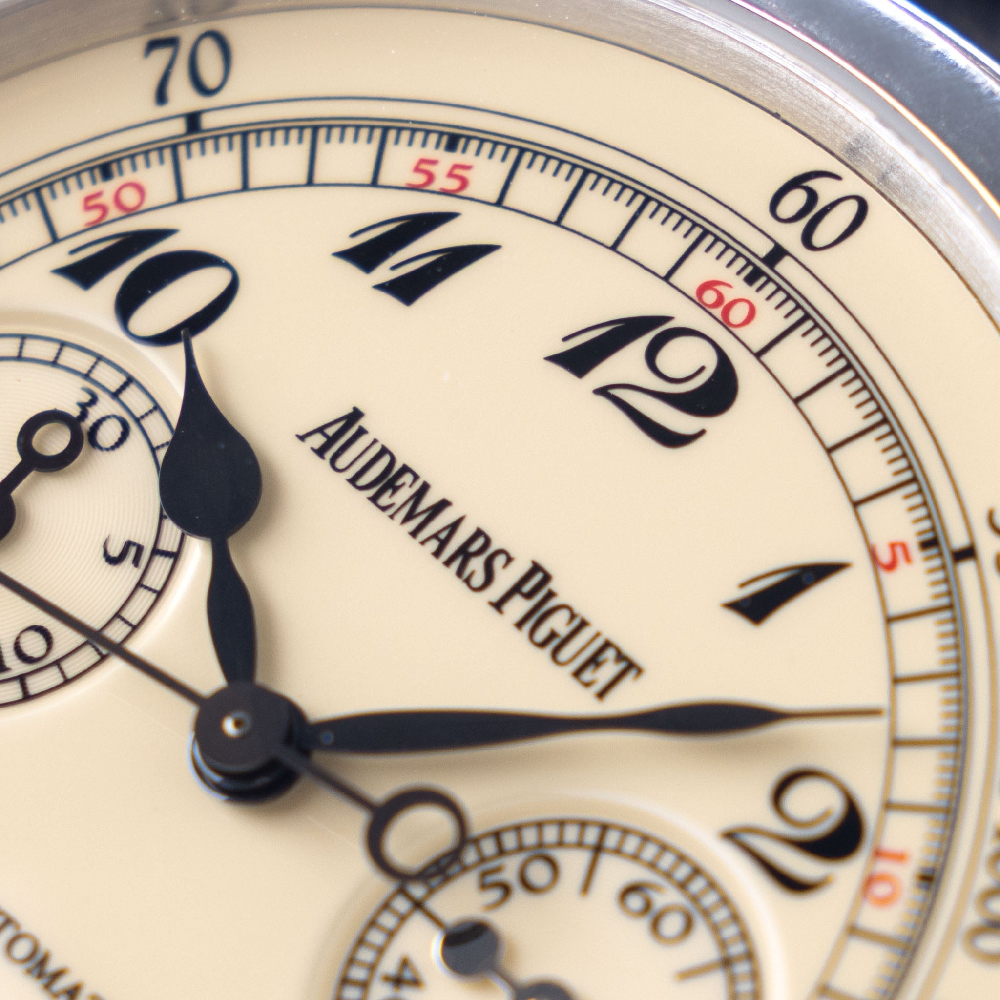 Audemars Piguet Jules Audemars Chronograph in 18k White Gold Cream Dial with Original Warranty and Register Booklet ref. 26100BC