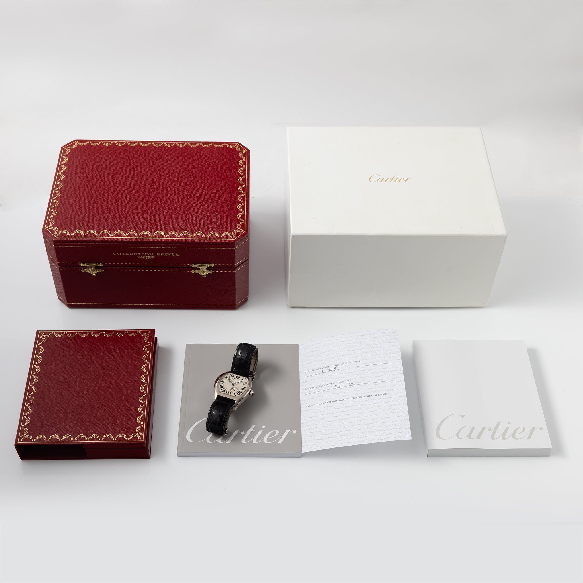 Cartier Tortue XL CPCP 8 days in 18 k white gold ref 2761 Silver Guilo