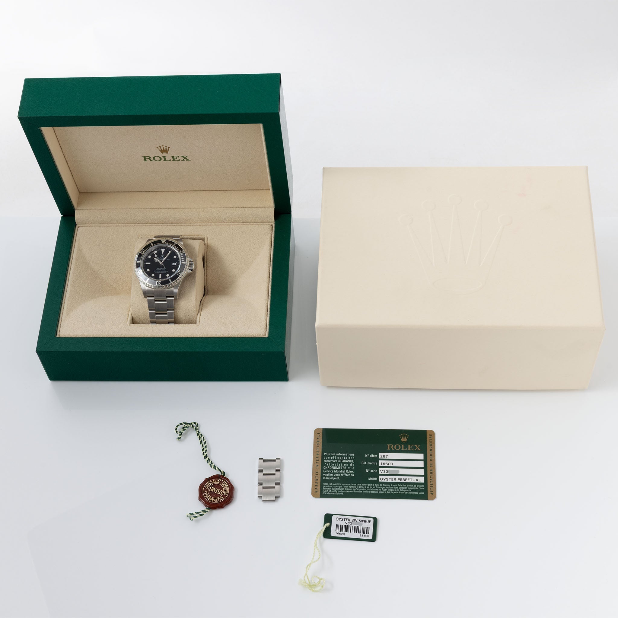 Rolex Sea-dweller ref 16600 Swiss Made Dial New Old Stock Box and Pape