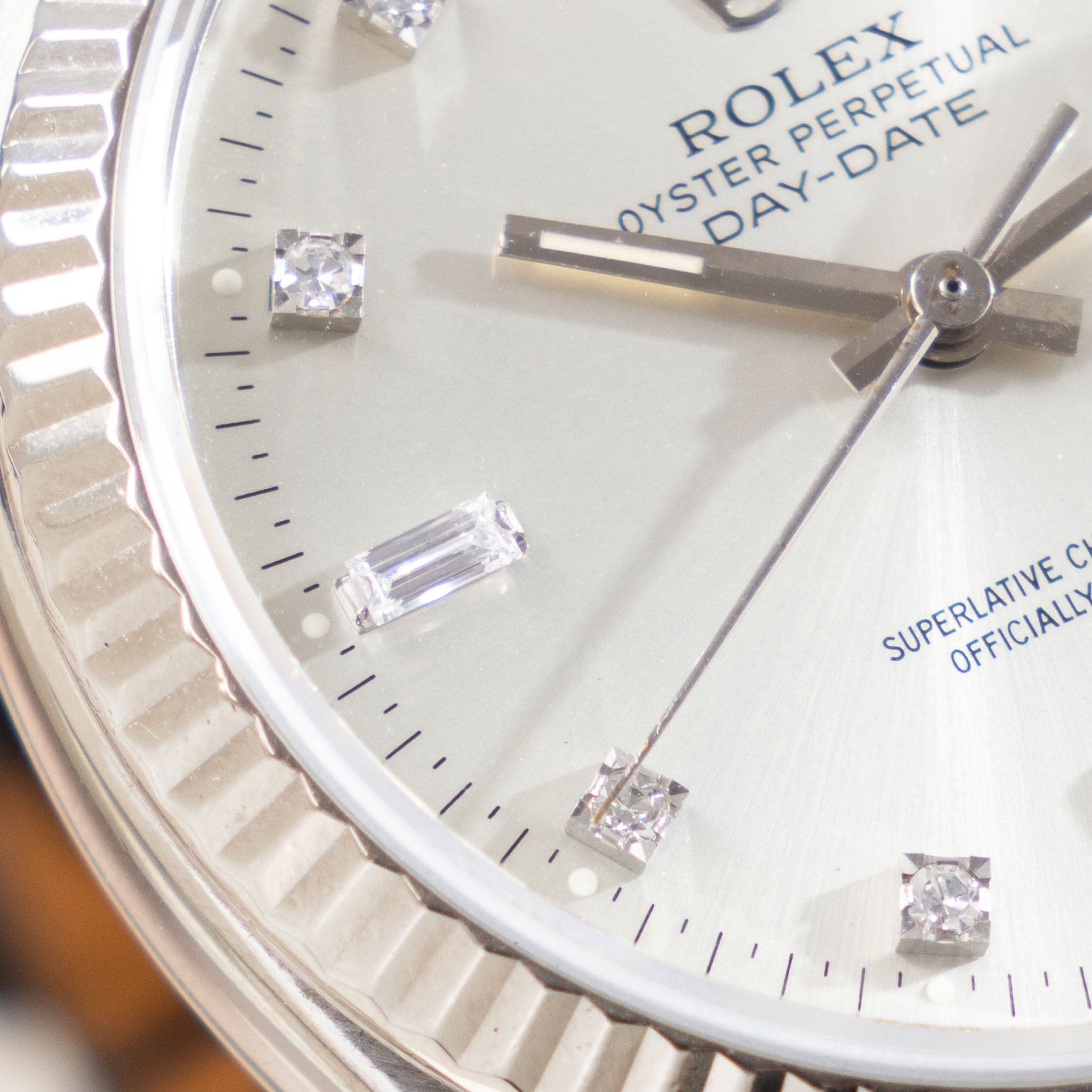 Rolex Day-Date 18039 Silver Diamond Dial in 18k White Gold