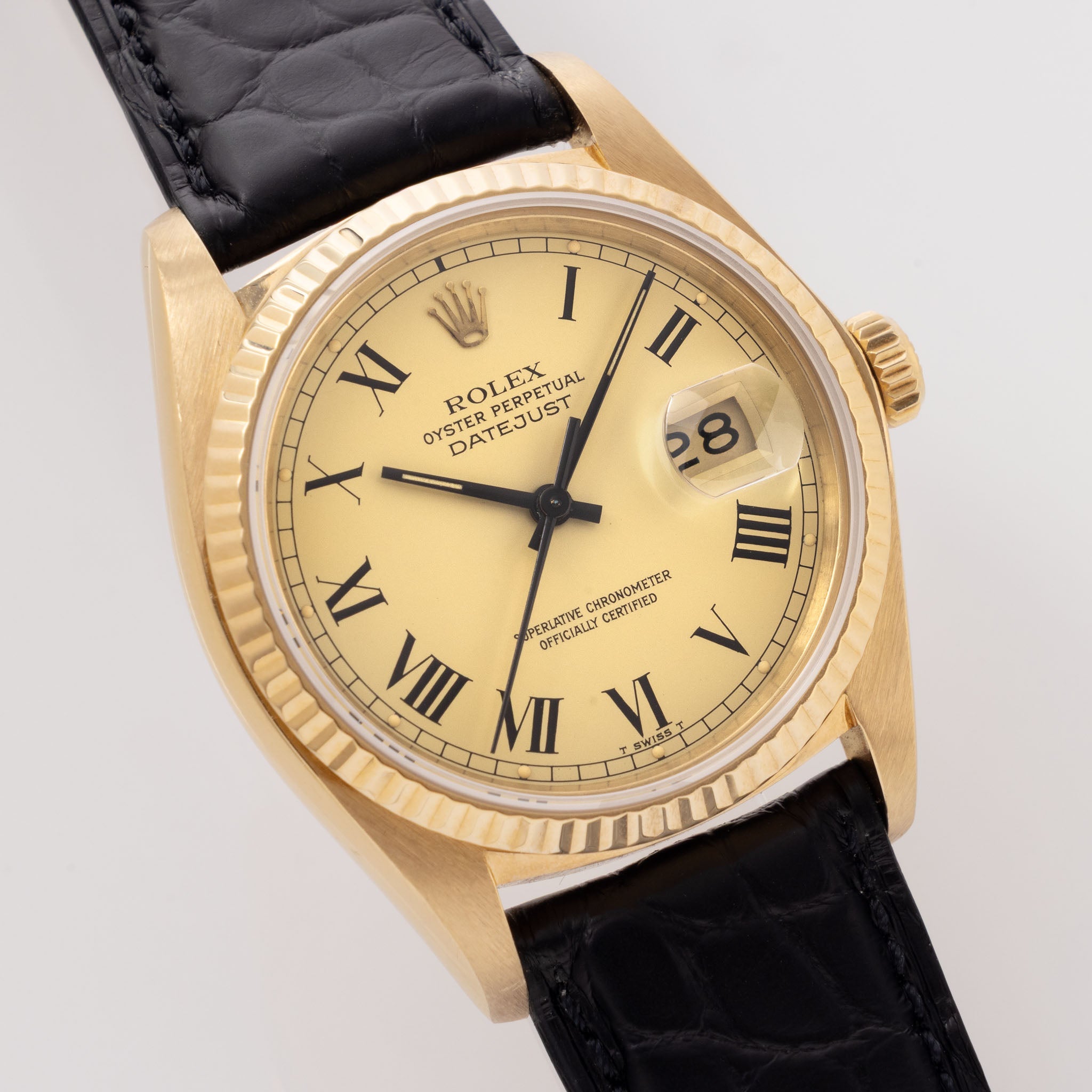 Rolex Datejust 16018 Lemon Buckley Dial with Box and Papers in 18k Yel
