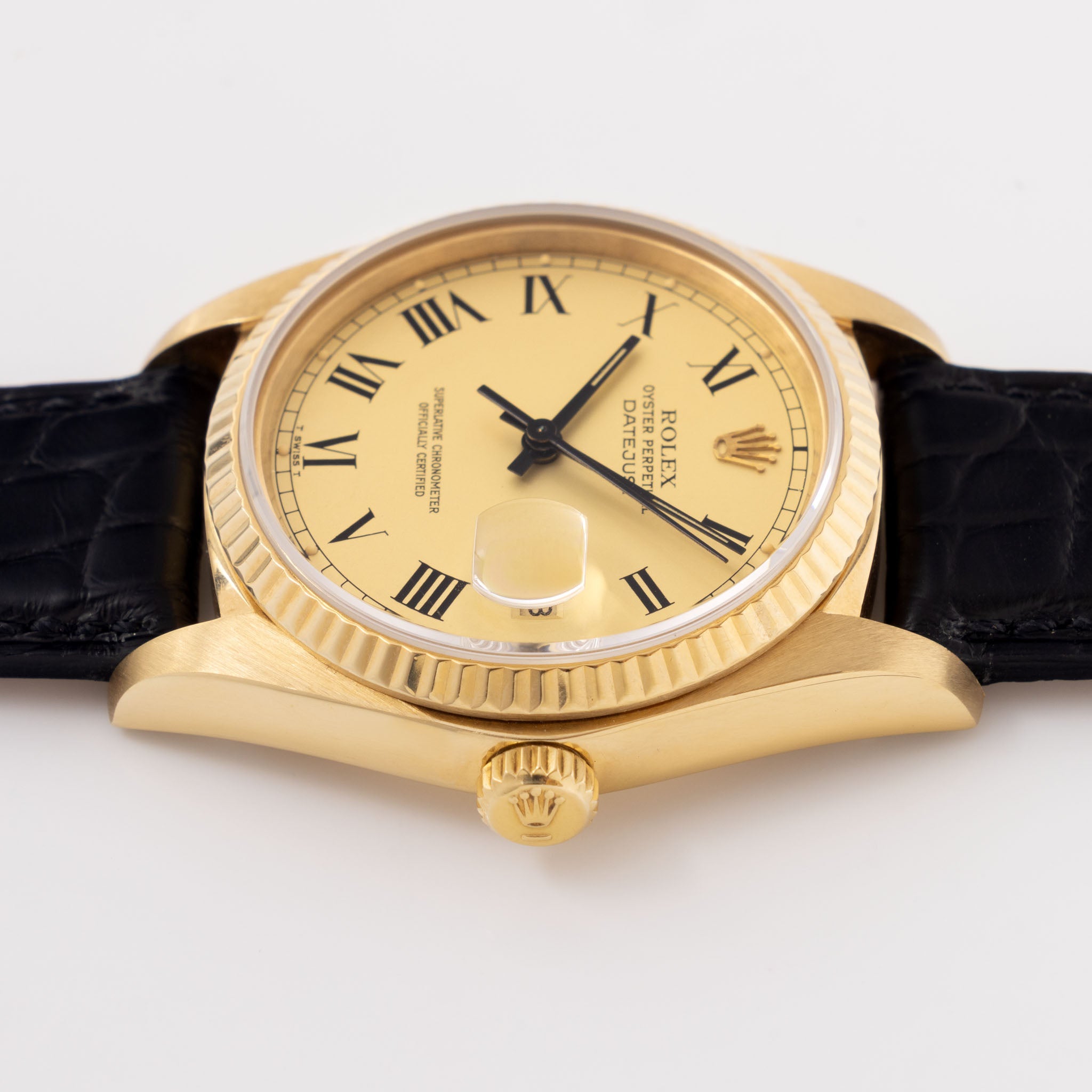 Rolex Datejust 16018 Lemon Buckley Dial with Box and Papers in 18k Yel