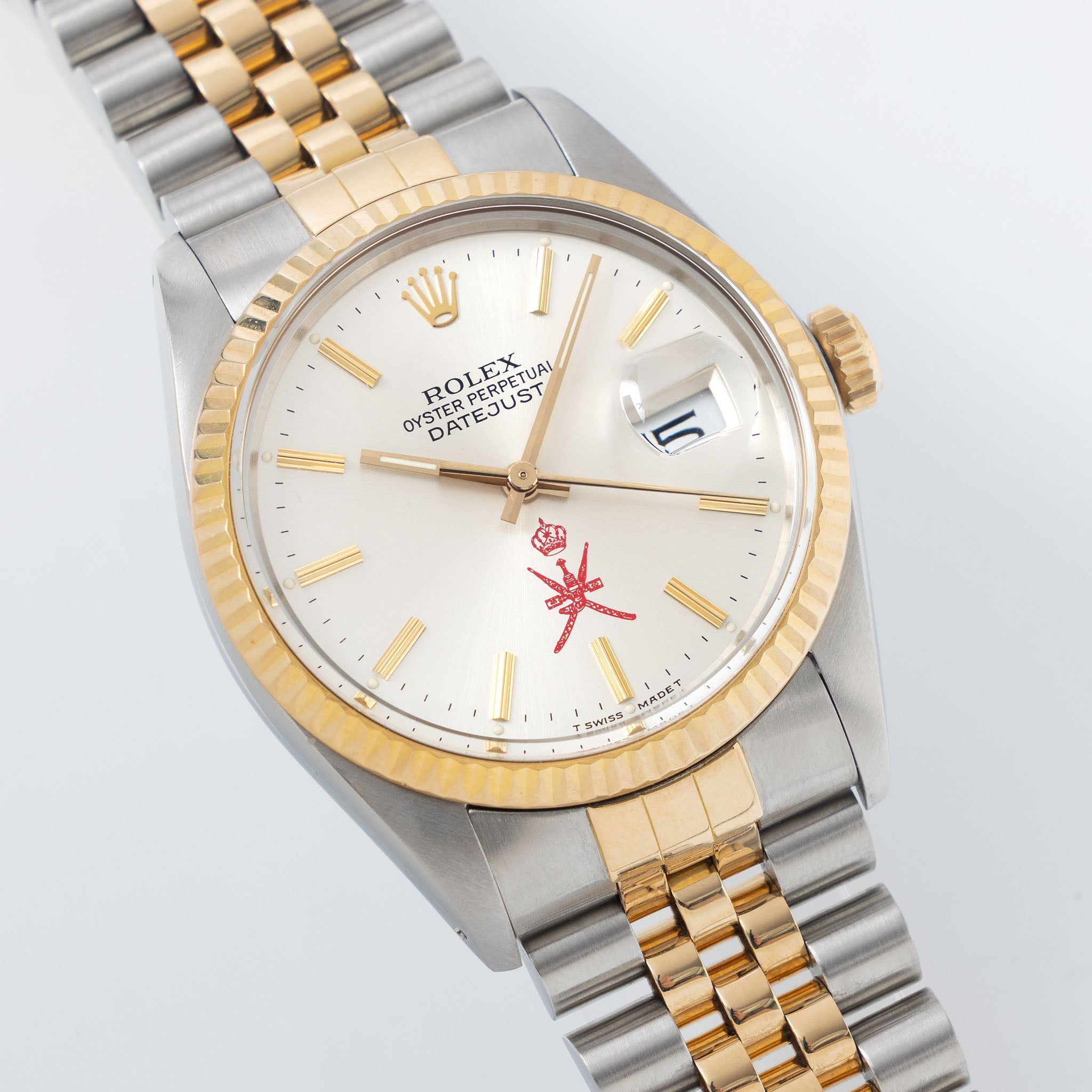 Rolex Datejust 16013 Silver Khanjar Dial Steel and Gold with Original