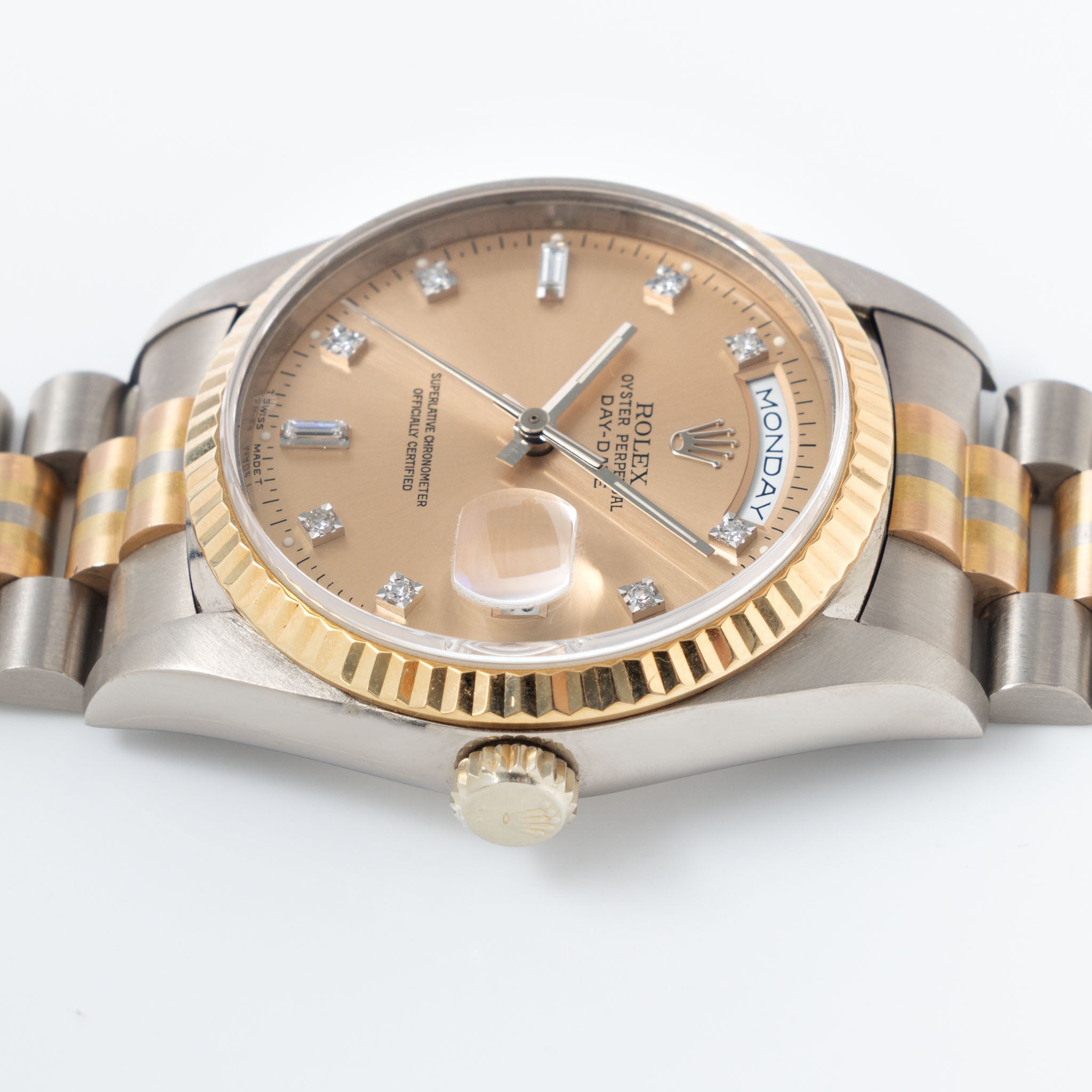 Rolex Day-date Tridor Peach Diamond Marker Dial with Original Guarante