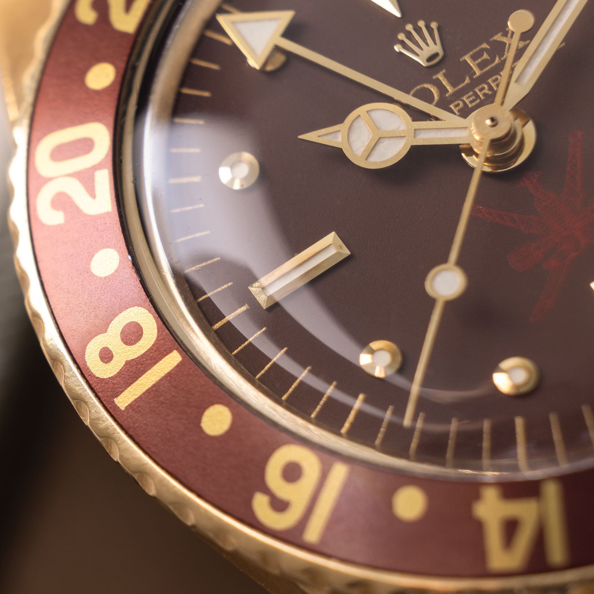 Rolex GMT-Master 1675/8 Unqiue Brown Khanjar Nipple Dial with Rolex Se