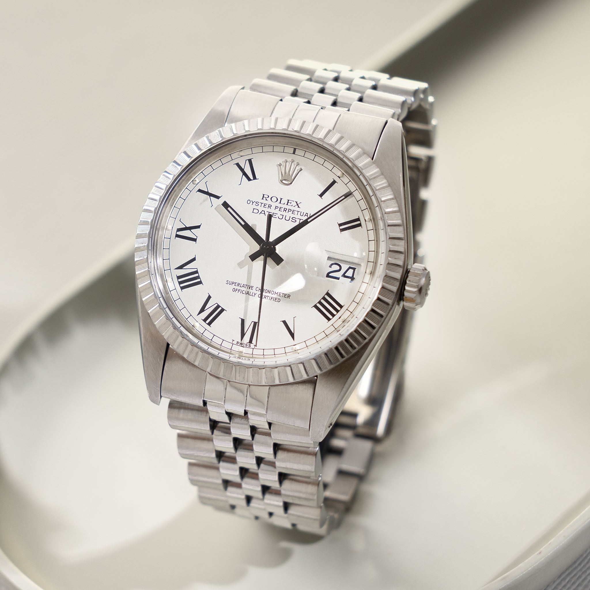 Rolex Datejust 16030 White Buckley Dial with Box and Original Punched