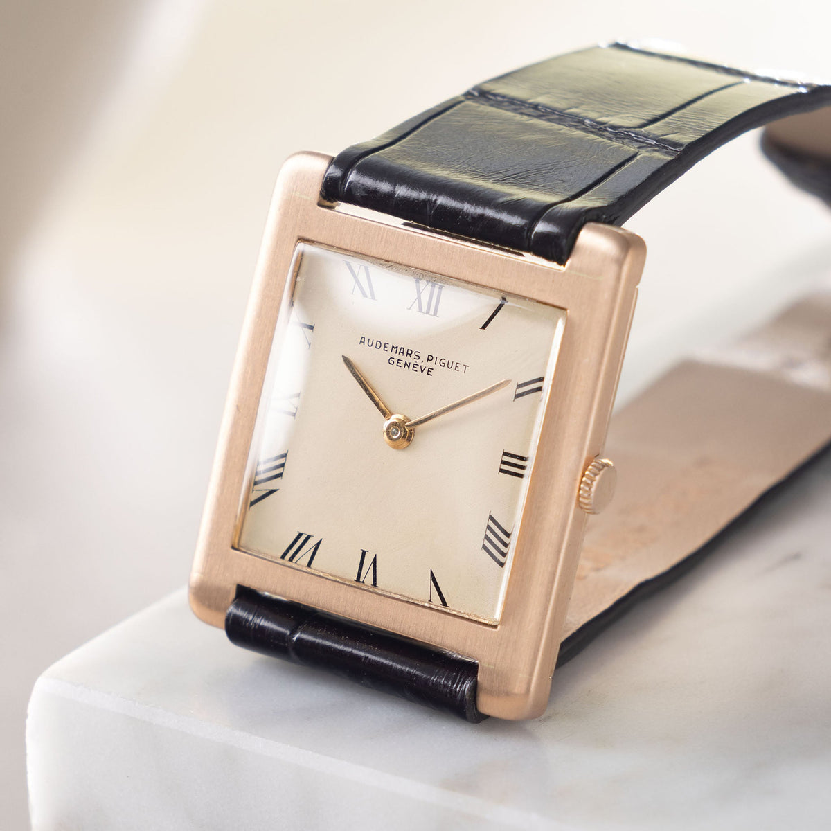 Audemars Piguet Tank Style Dresswatch Cream dial in 18 k rose gold