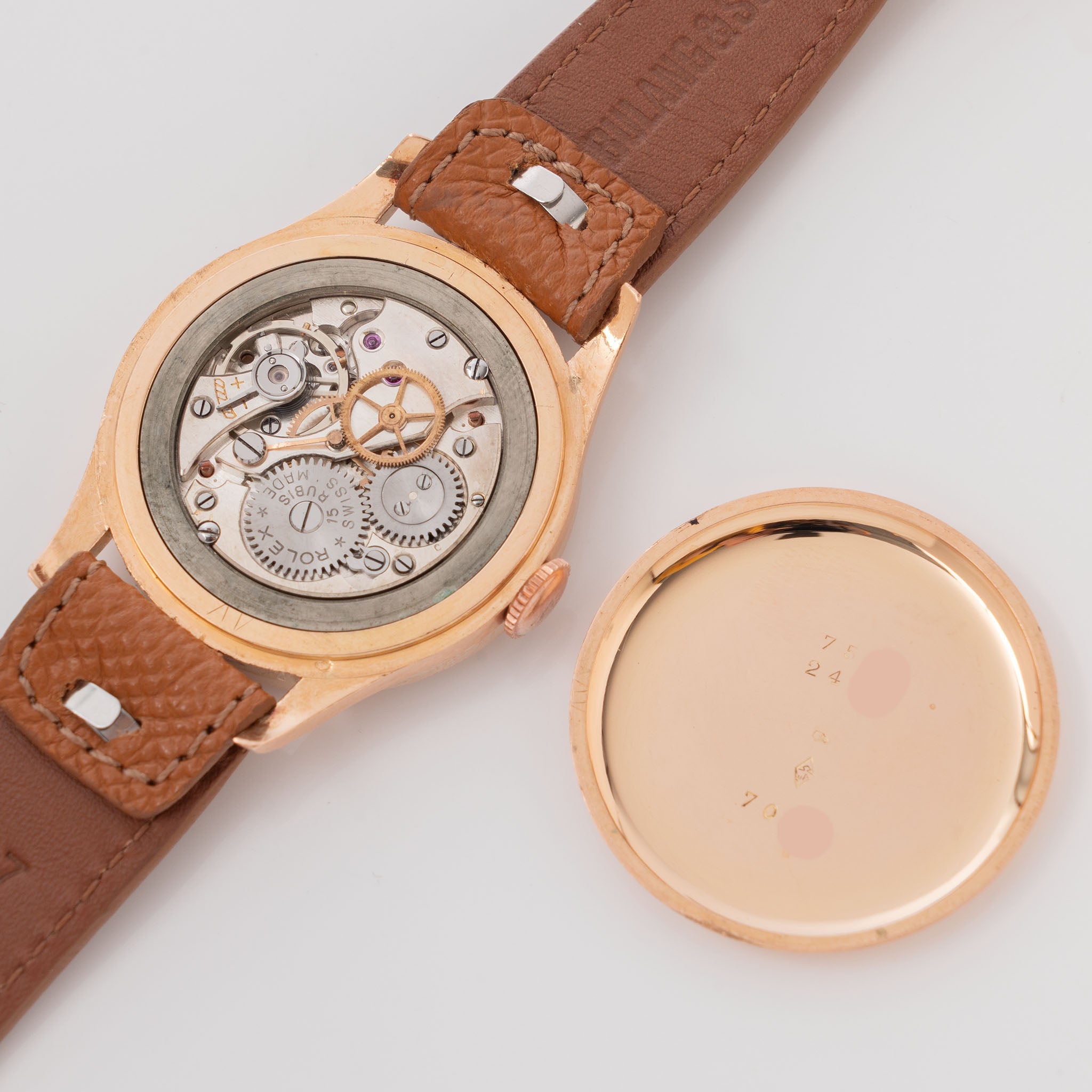 Rolex French Case Calatrava Dress Watch Gold Dial in 18k Rose Gold