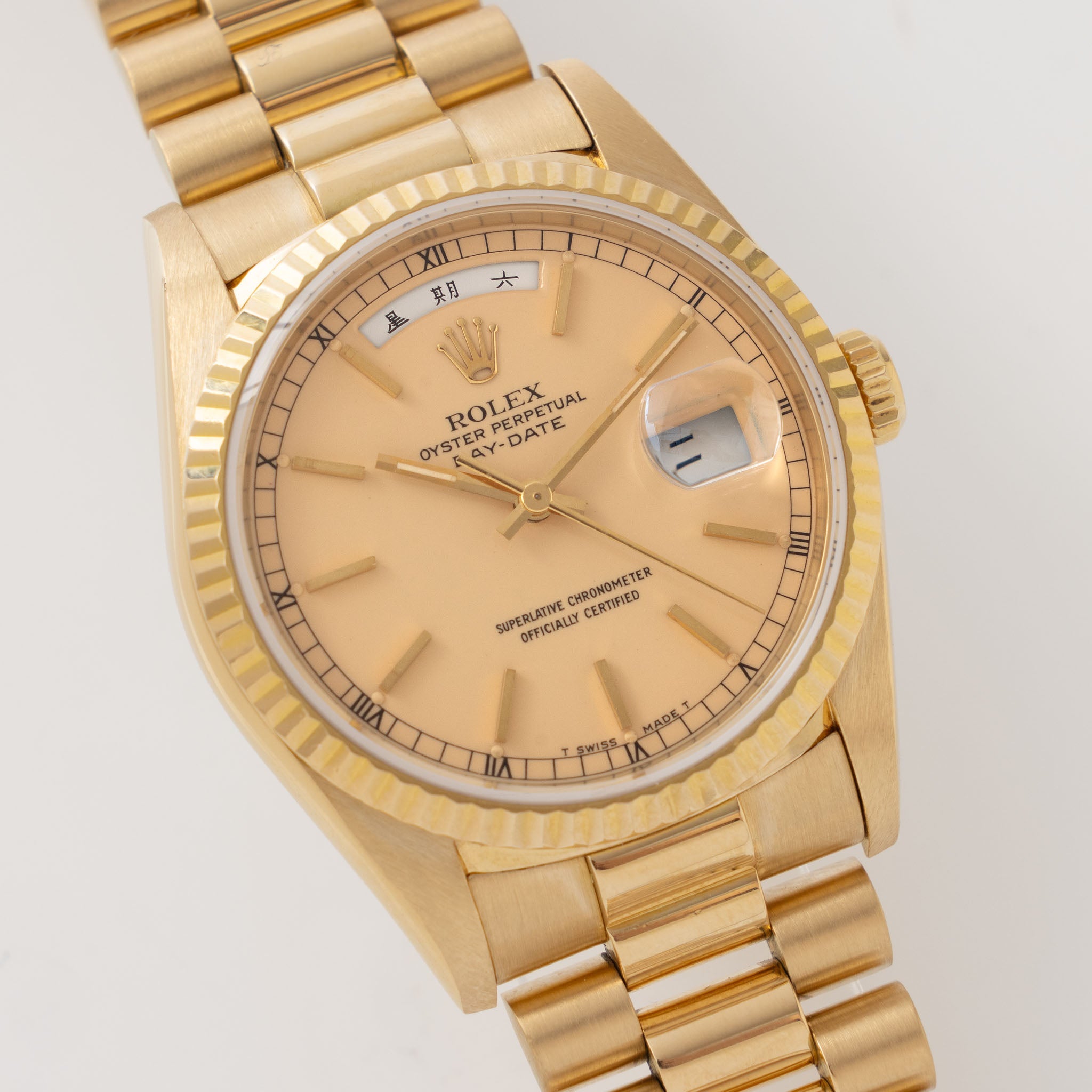 Rolex Day-Date 18238 rare Apricot Stella Dial with Original Guarantee