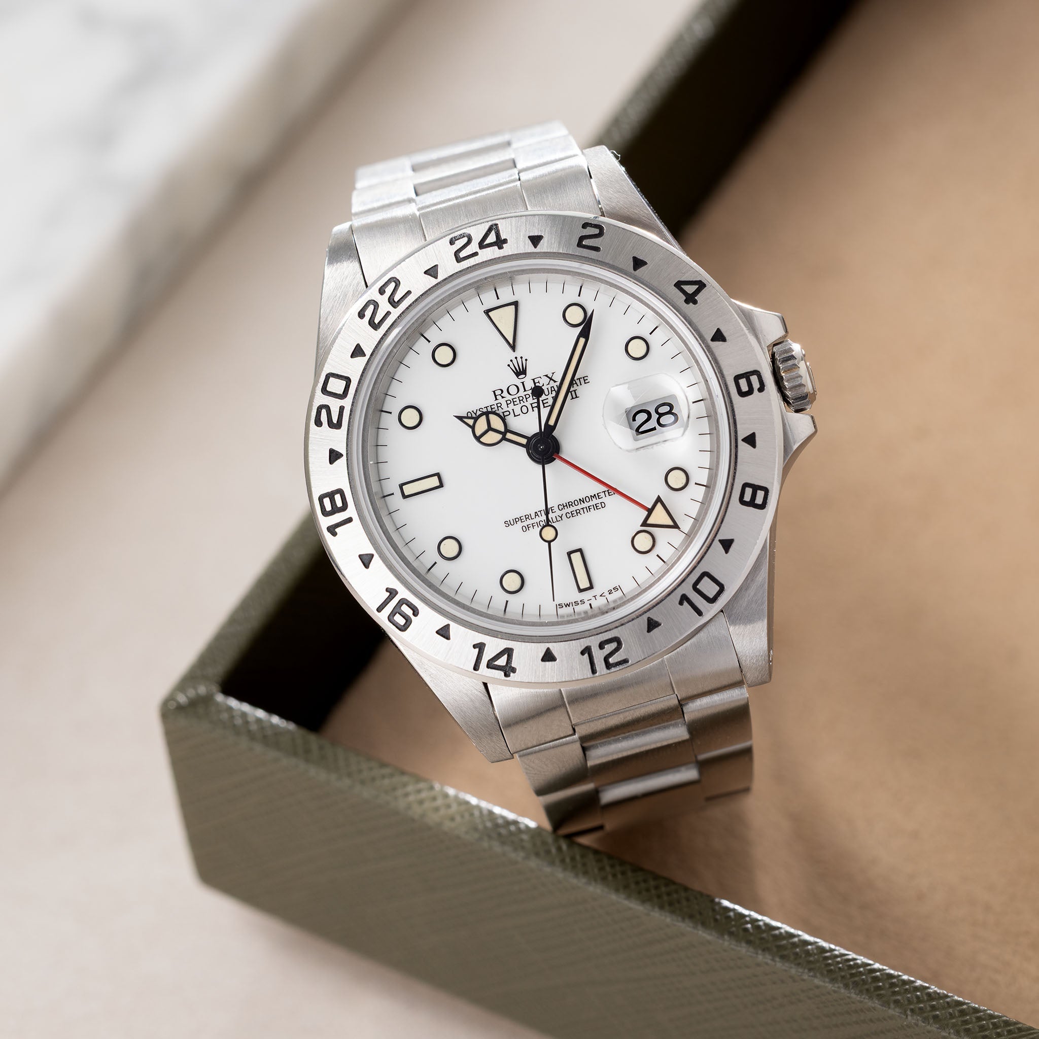 Rolex Explorer II 16570 Polar with Creamy Patina