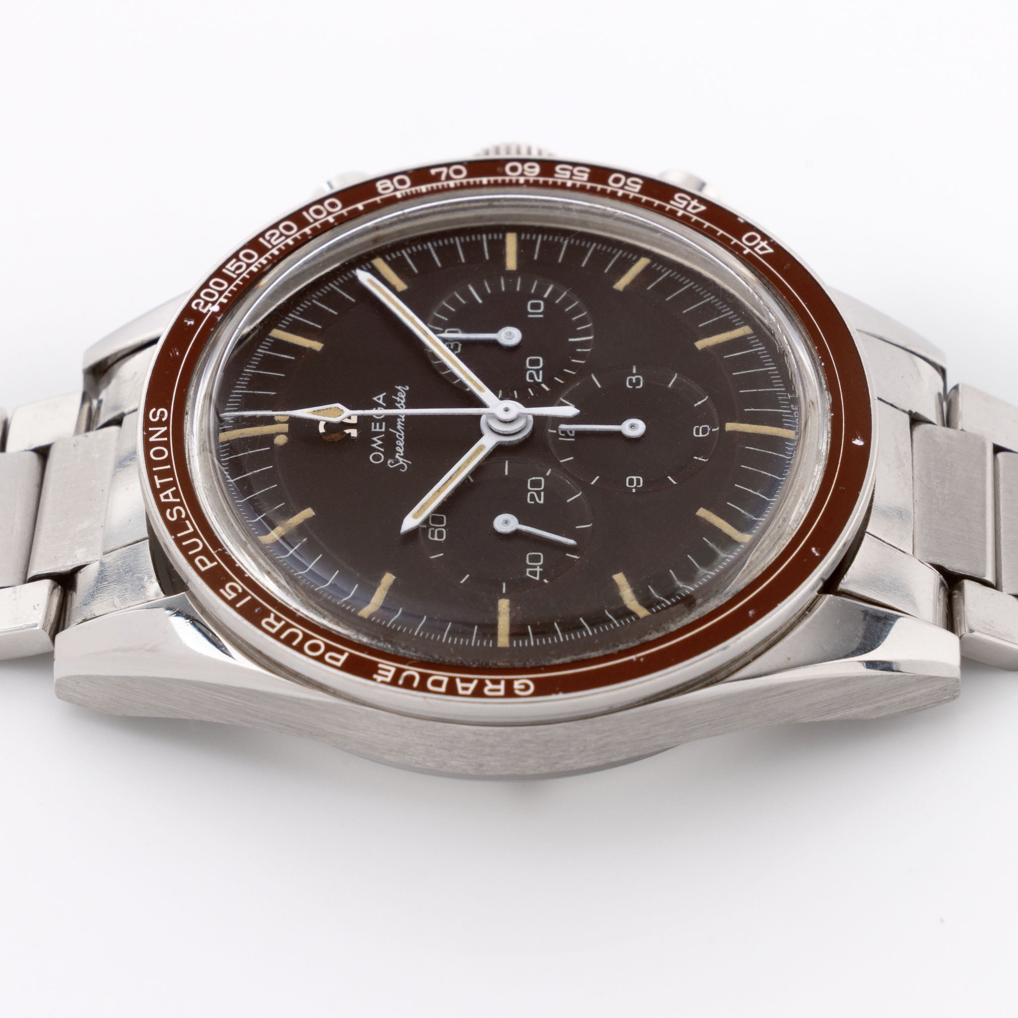Omega Speedmaster 105.003 Ed White Tropical Brown Dial Pulsations Bezel with Extract of the Archives