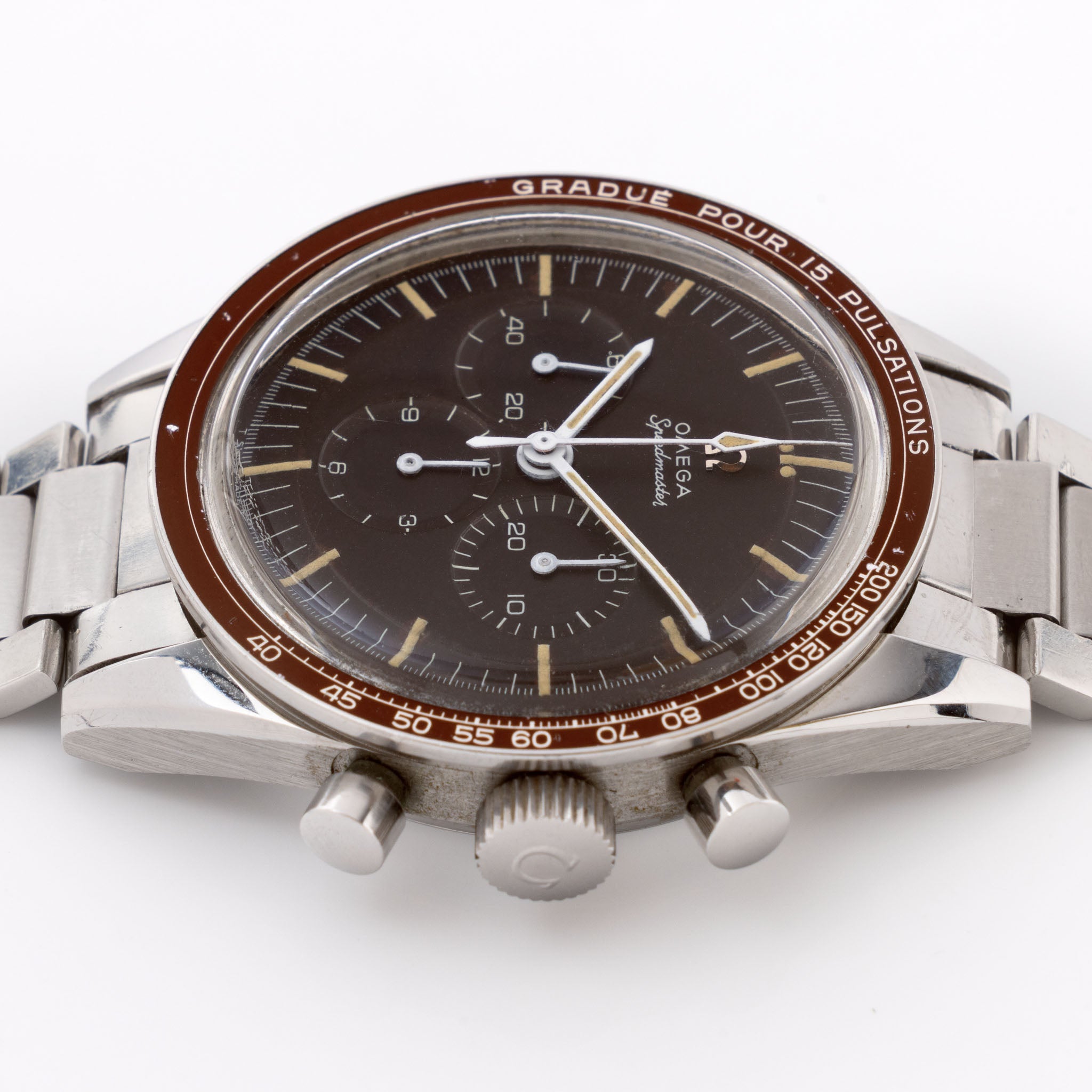 Omega Speedmaster 105.003 Ed White Tropical Brown Dial Pulsations Bezel with Extract of the Archives