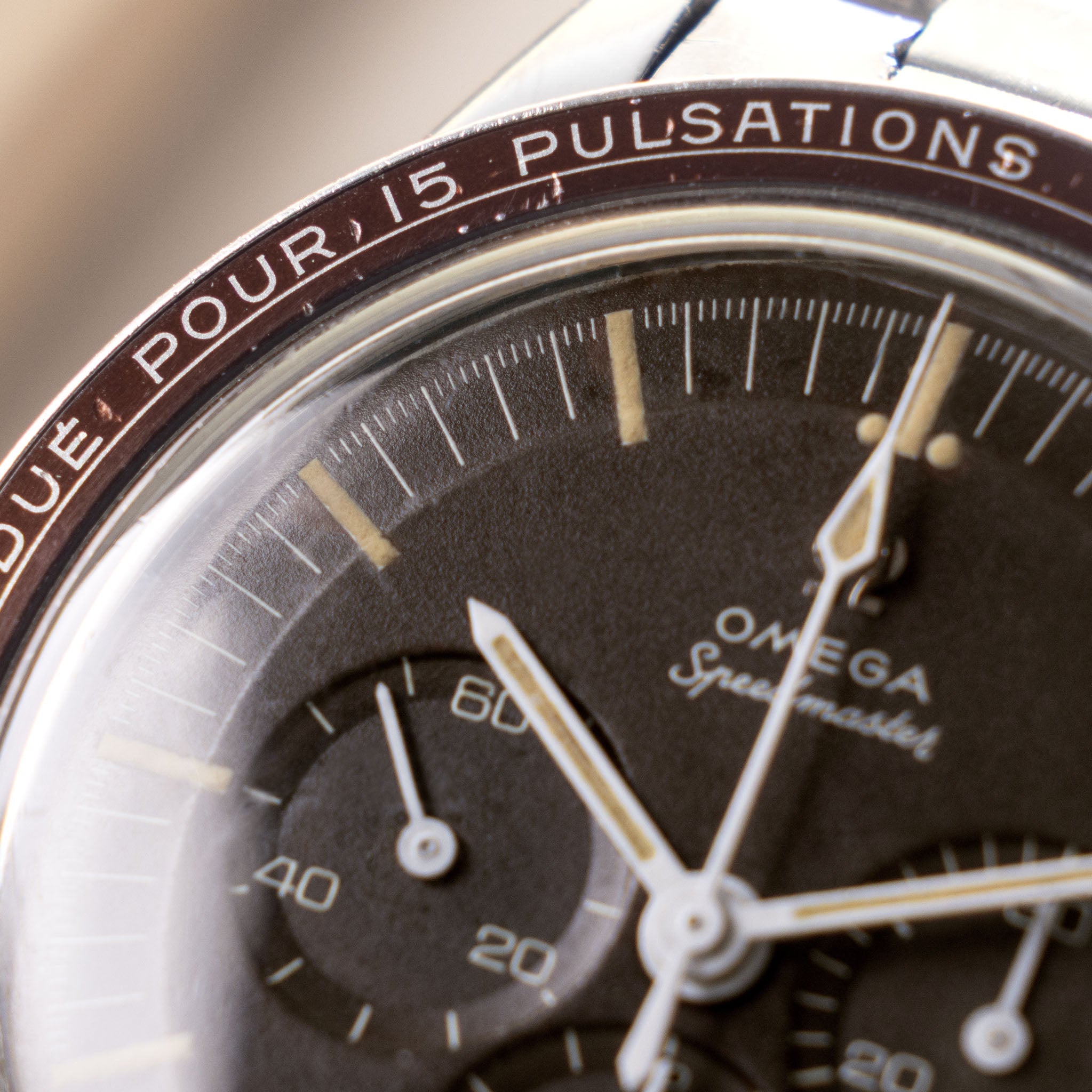 Omega Speedmaster 105.003 Ed White Tropical Brown Dial Pulsations Bezel with Extract of the Archives