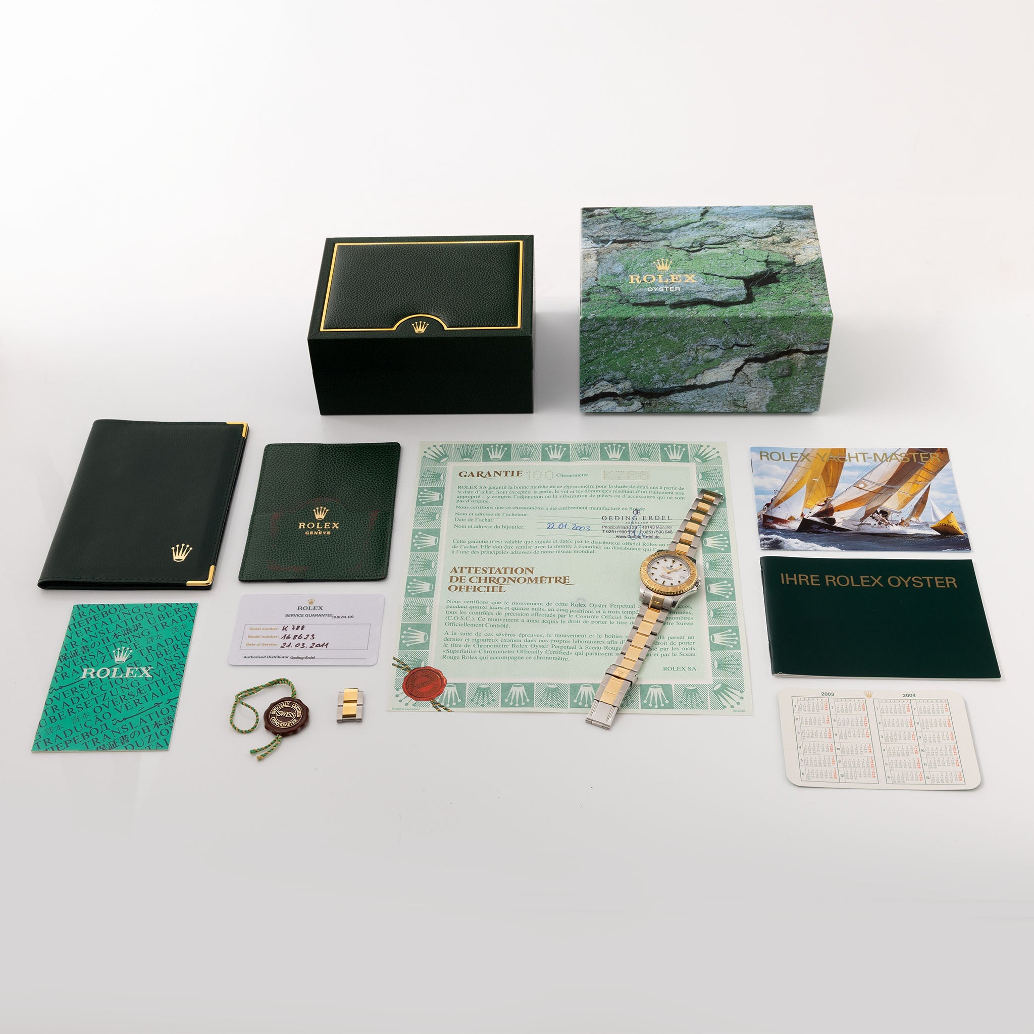 Rolex Yacht-Master 168623 White Dial in Steel and Gold Box and Paper Set