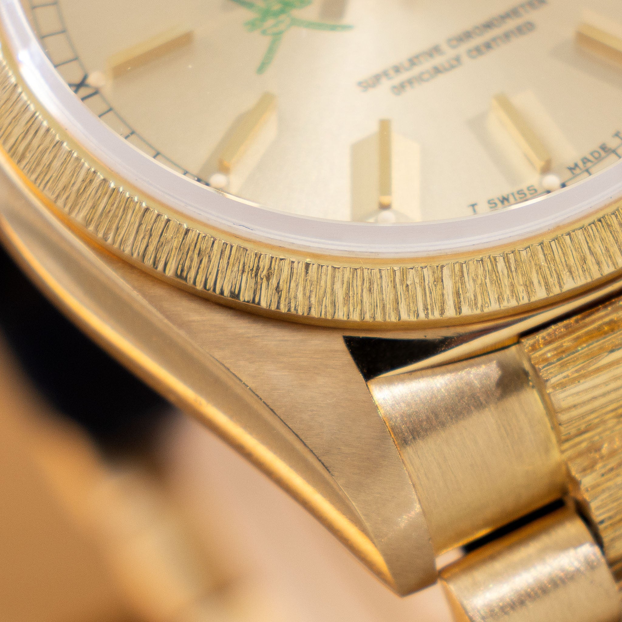 Rolex Day-Date 18078 Green Khanjar Champagne Dial Bark Finish in 18k Y