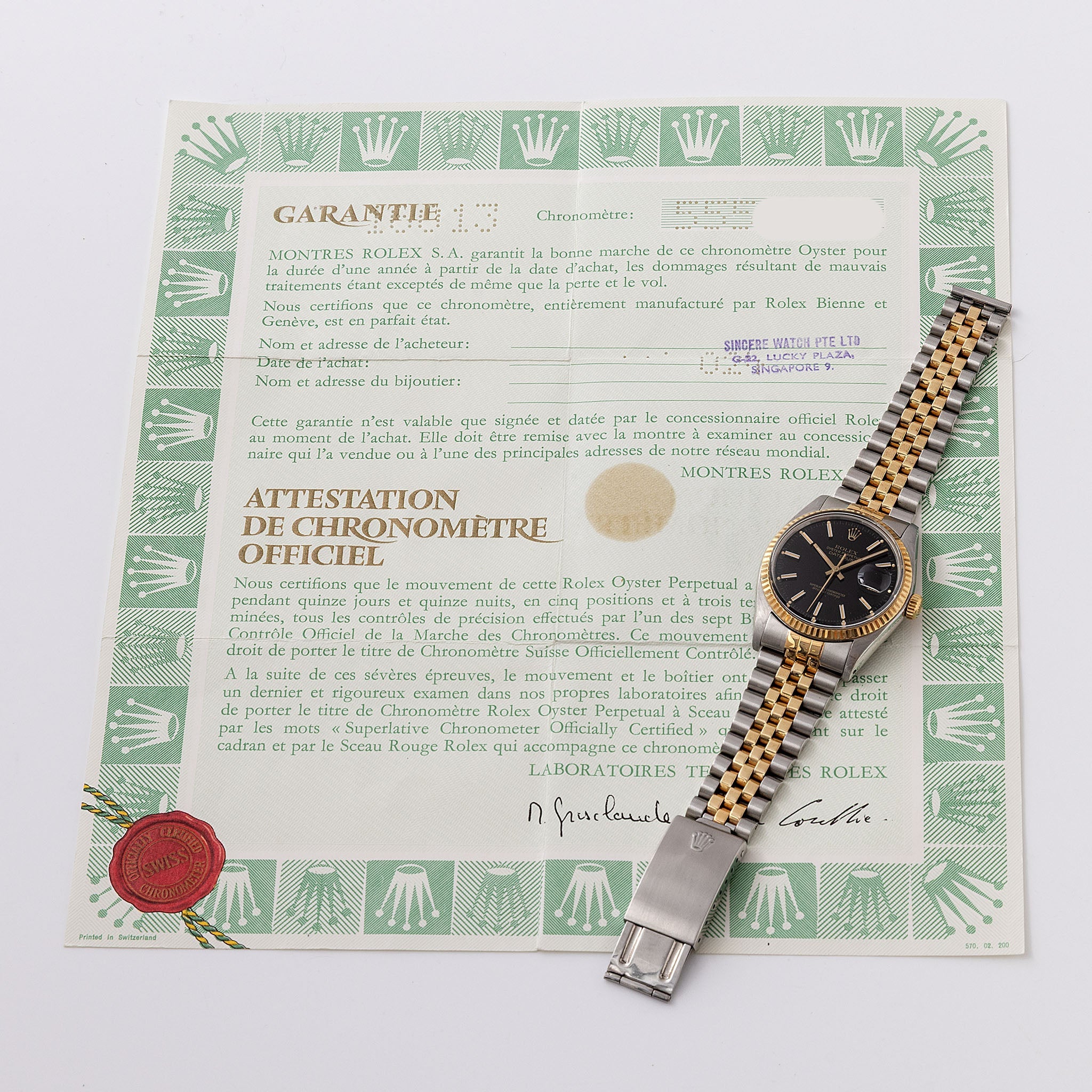 Rolex Datejust 16013 Black Dial with Papers