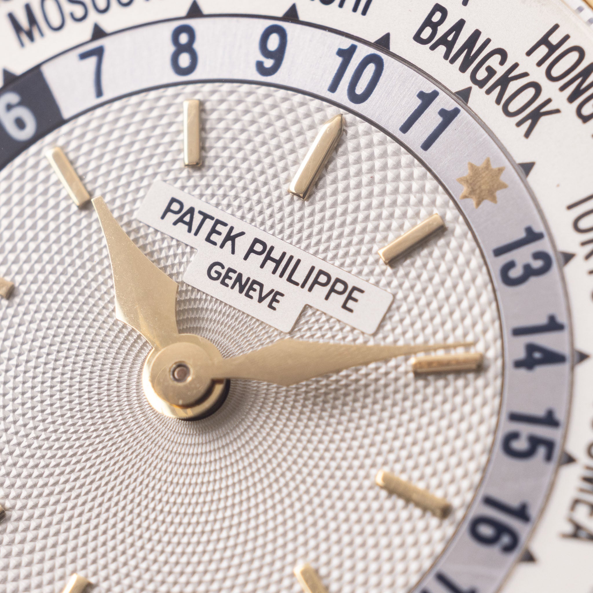 Patek Philippe World Time 5110J Guilloche Dial in 18k Yellow Gold with Extract of the Archives 
