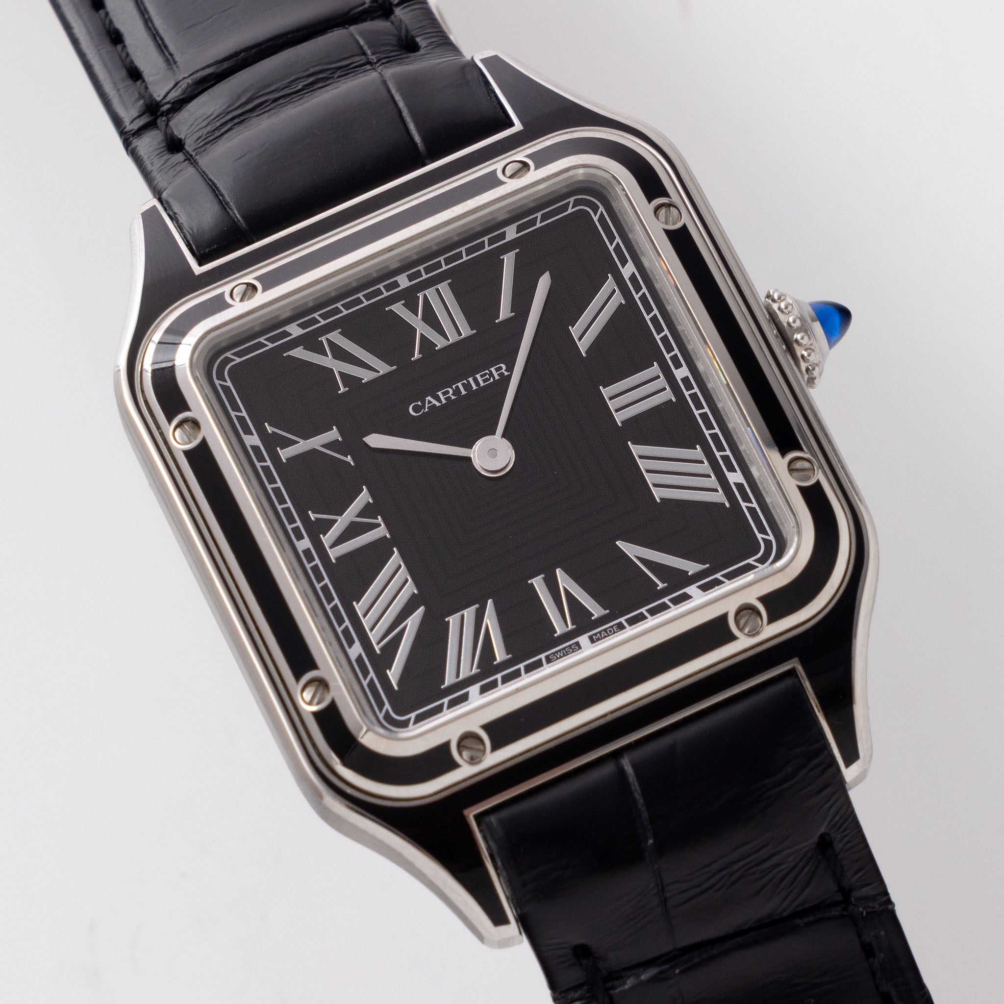 Cartier Santos Dumont Black Lacquered ref. WSSA0046 Box and Paper Set