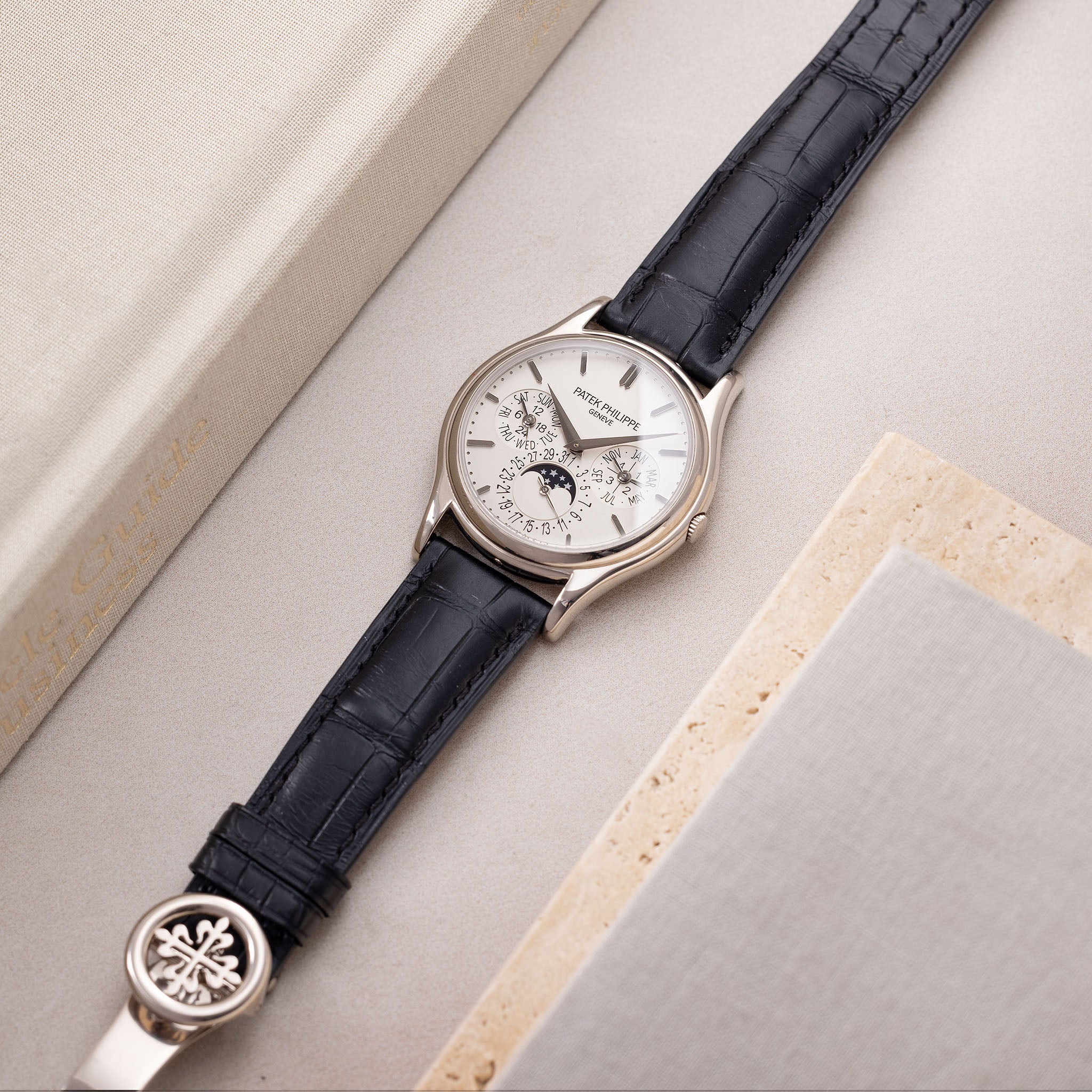Patek Philippe Perpetual Calendar 5140G in 18k White Gold Opaline dial with Box and Extract of Archives
