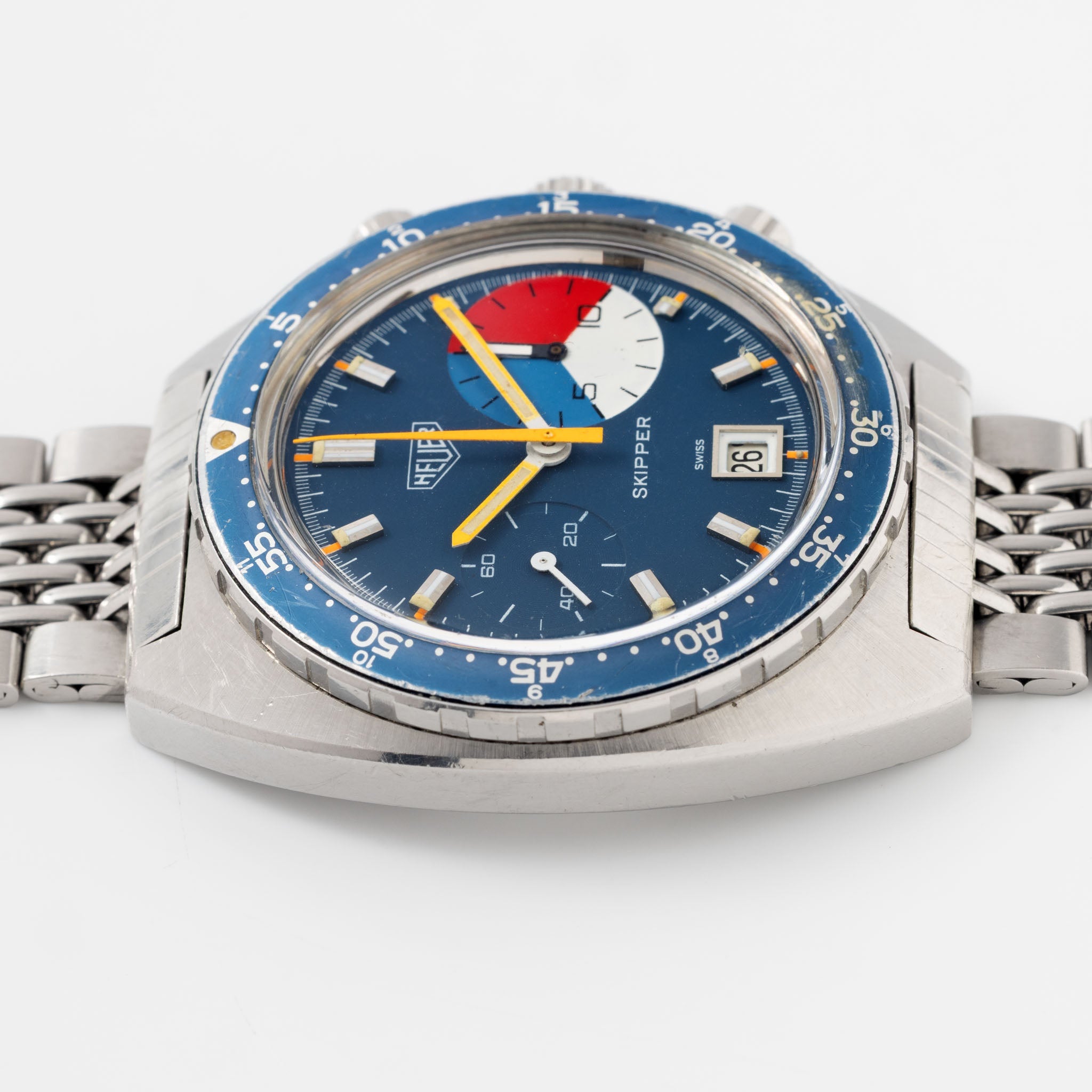 Heuer Skipper Yacht Regatta Timer MK1 Blue Dial ref. 73463 with Rare Gay Frères Bracelet