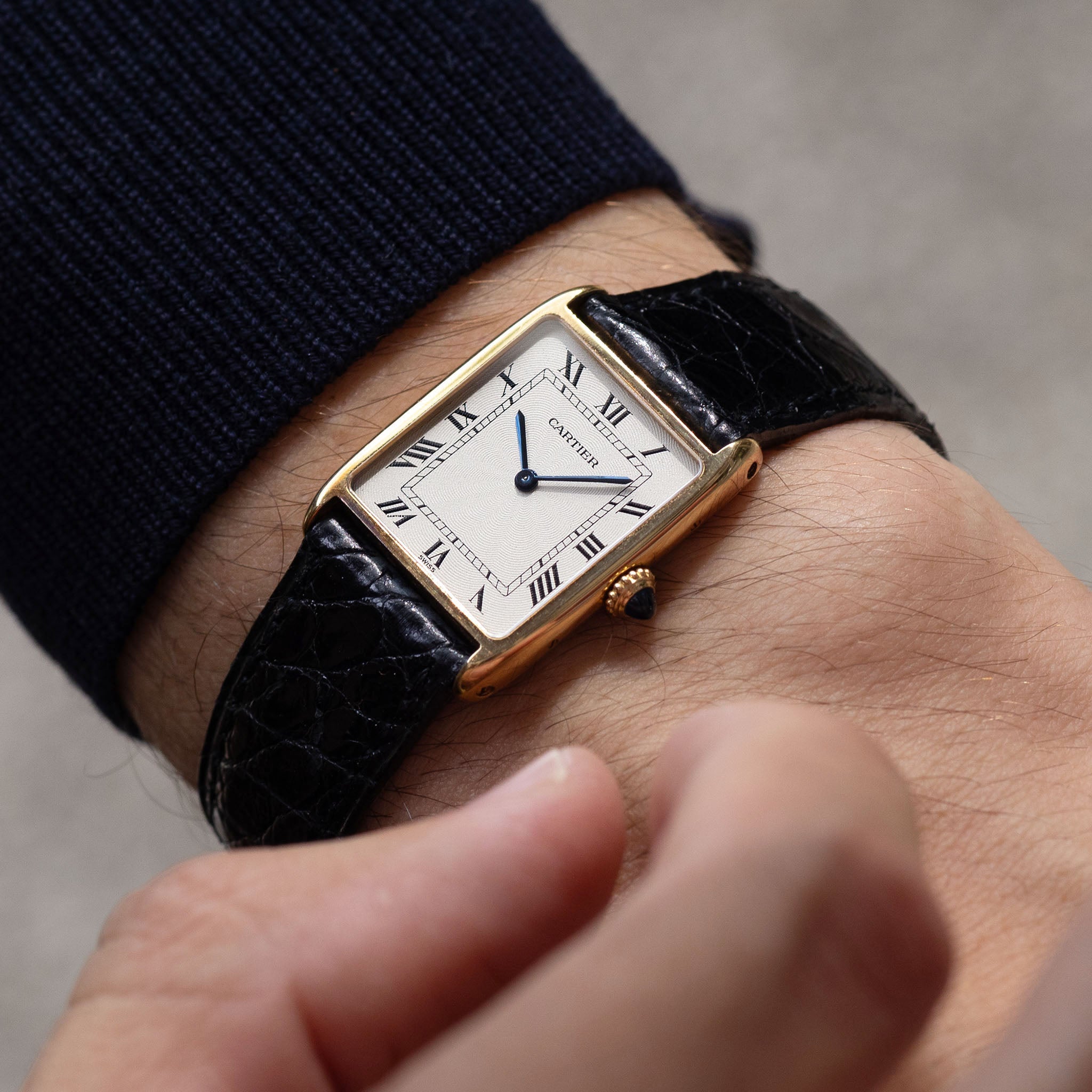 nori Cartier Tank メンズ 腕時計 Cartier Tank Arrondie Guiloché Dial ref 896041 Mecanique Extra-Plate