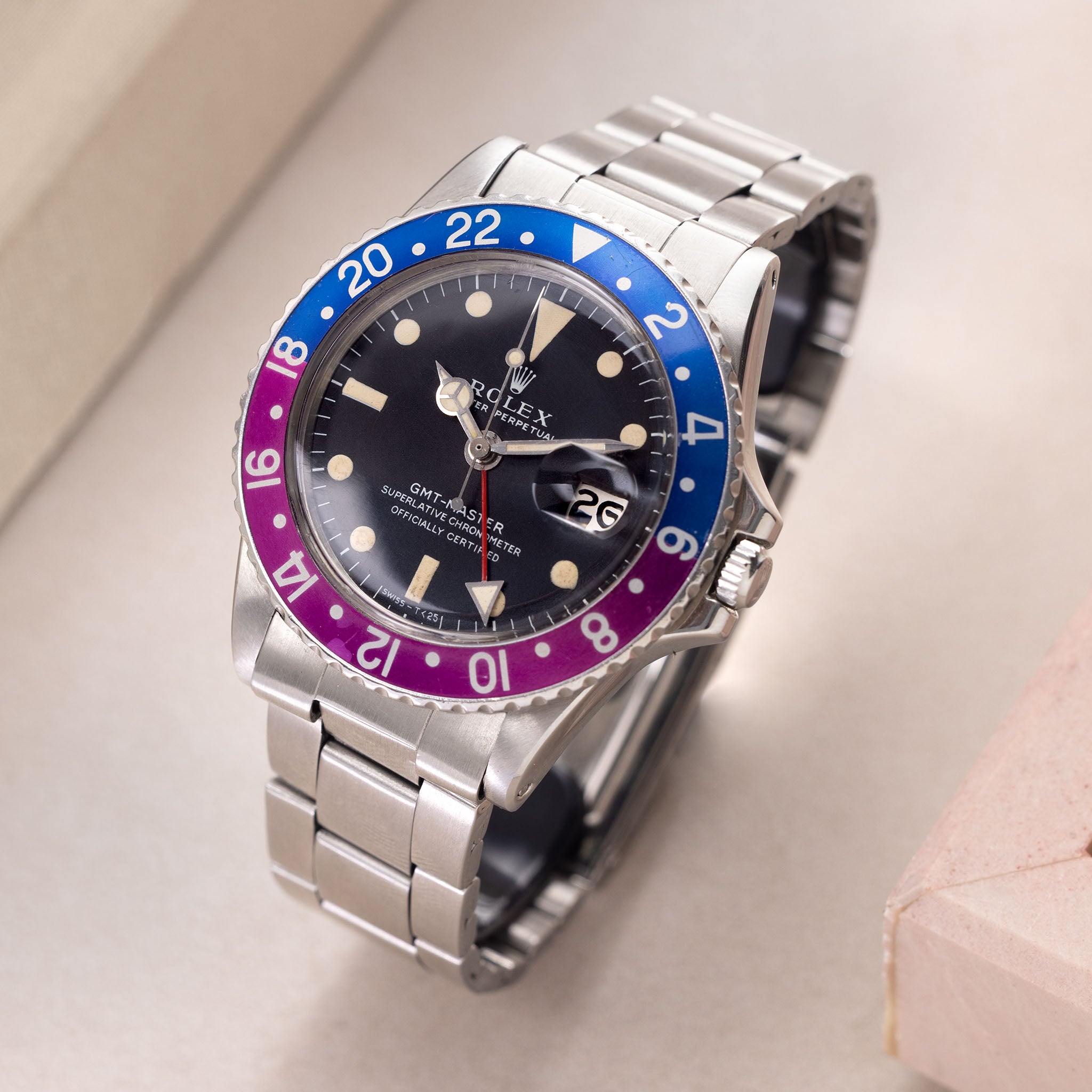 Rolex GMT-Master 1675 MK1 Long-E Dial Fuchsia Insert with Box and Acce
