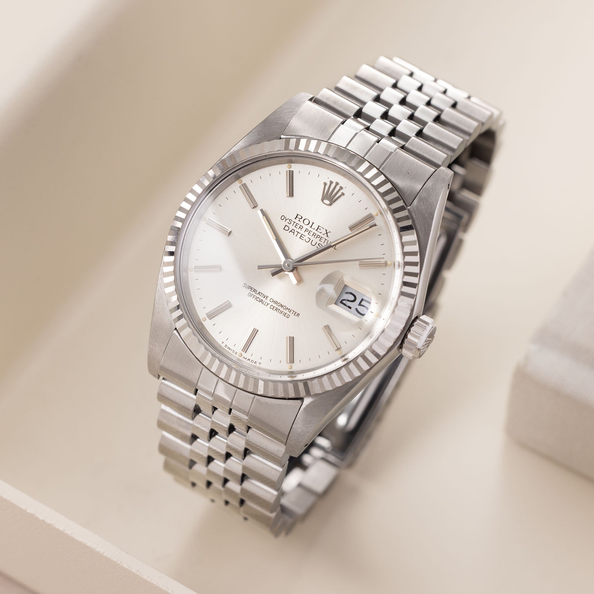 Rolex Datejust 16014 Silver Soleil Dial