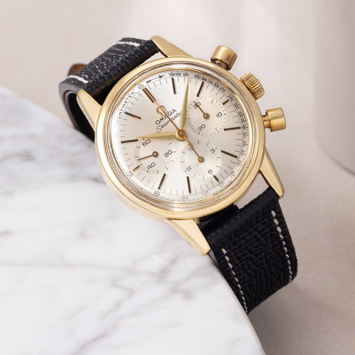 Omega Seamaster Cal.321 Chronograph Silver Dial in 18k Yellow Gold ref. 14904-62