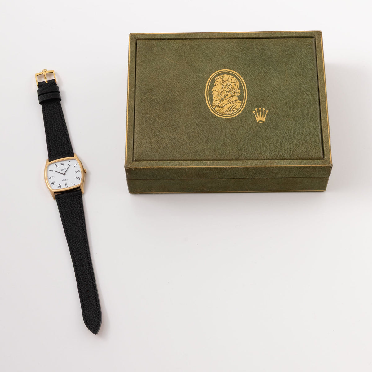 Rolex Cellini Ref. 3805 White Dial with Original Box in 18k Yellow Gold