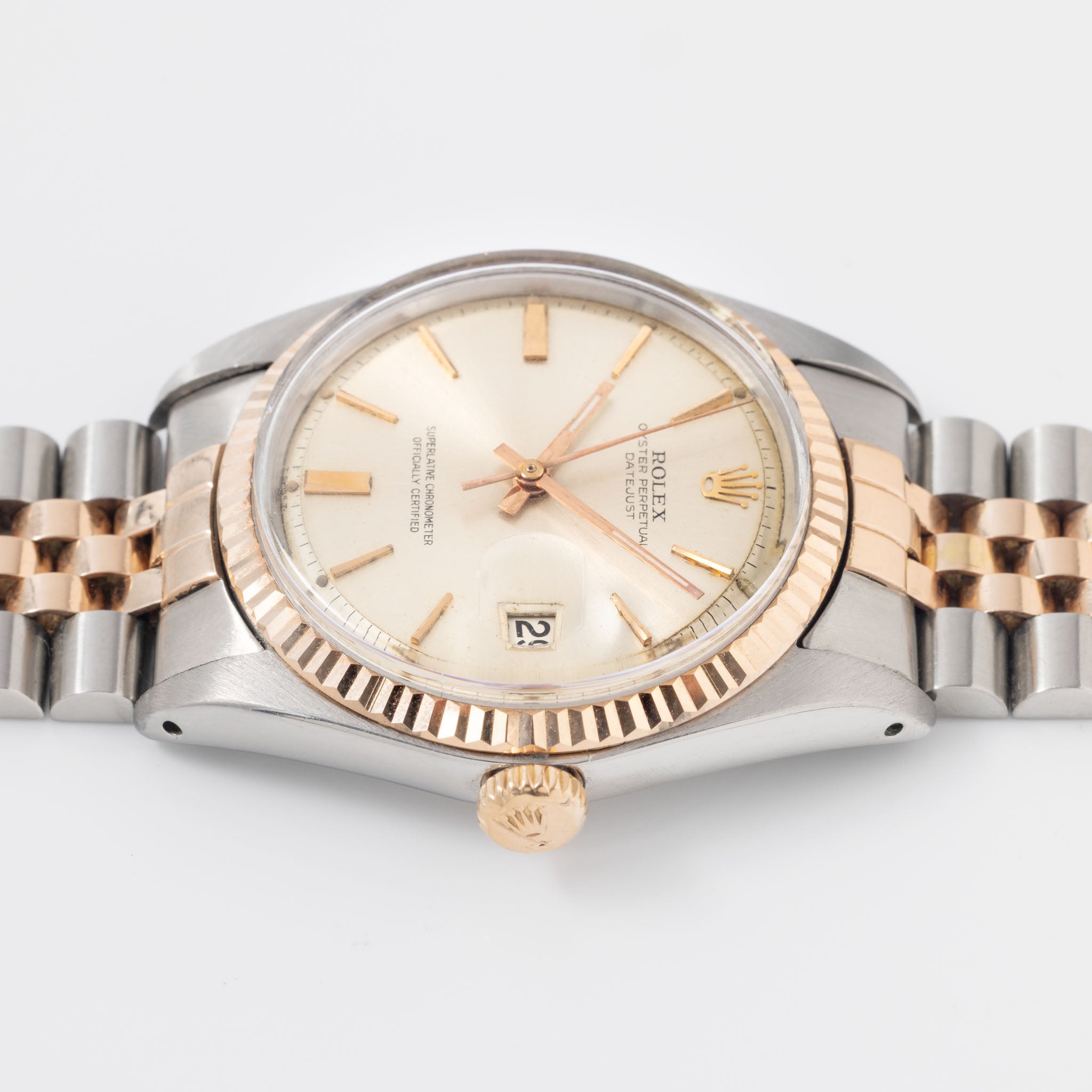 Rolex Datejust 1601 in Steel and Rose Gold Silver Dial