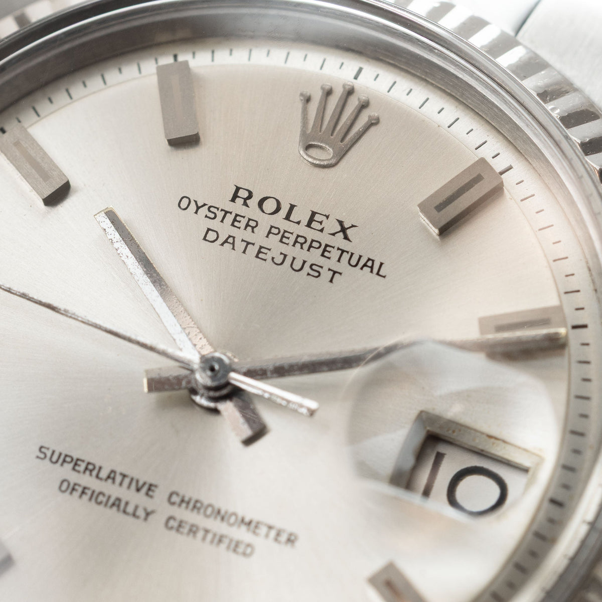 Rolex Datejust 1601 rare No Lume Singer Block Markers dial