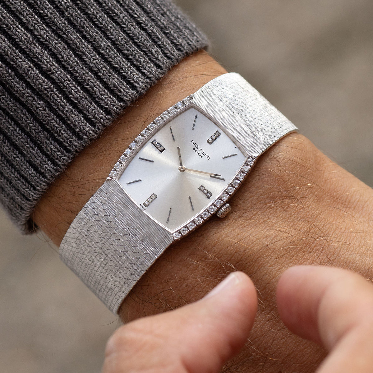 Patek Philippe Gondolo Ref. 3528/4 - Rare Diamond-Set 18K White Gold with Integrated Asprey-Signed Bracelet