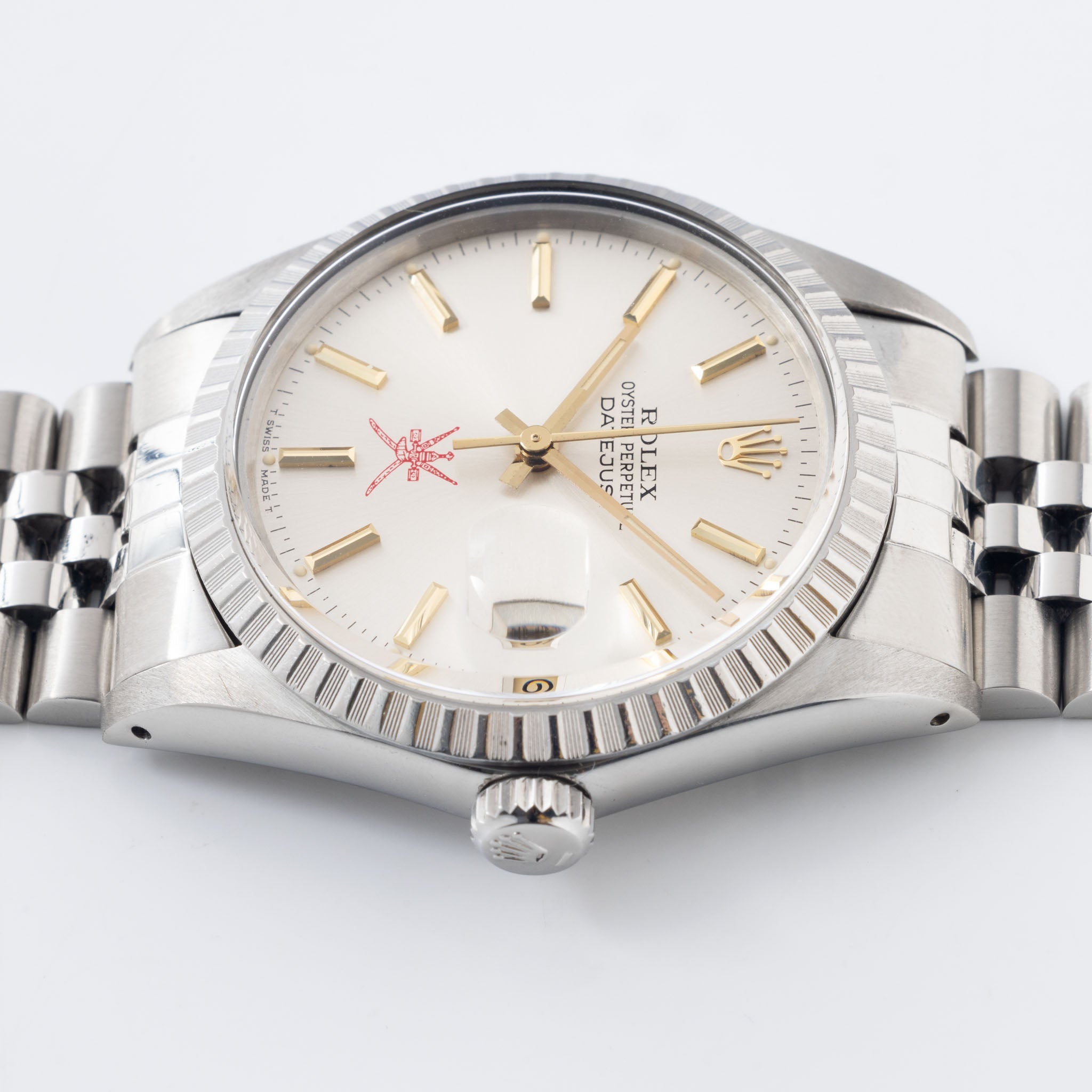 Rolex Datejust Silver Dial red "Khanjar " logo ref 16030