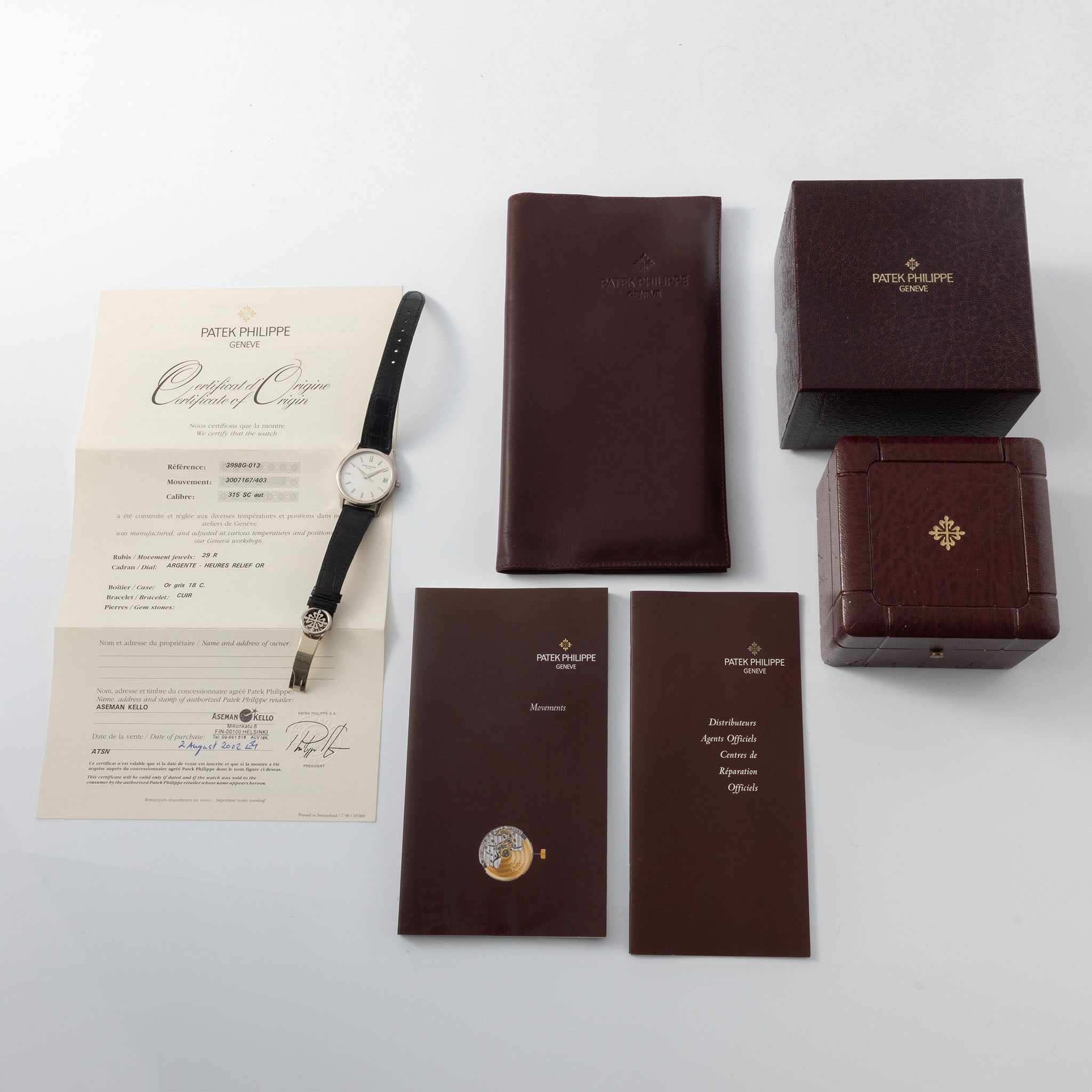 Patek Philippe Calatrava White Gold Box and Papers Ref 3998G