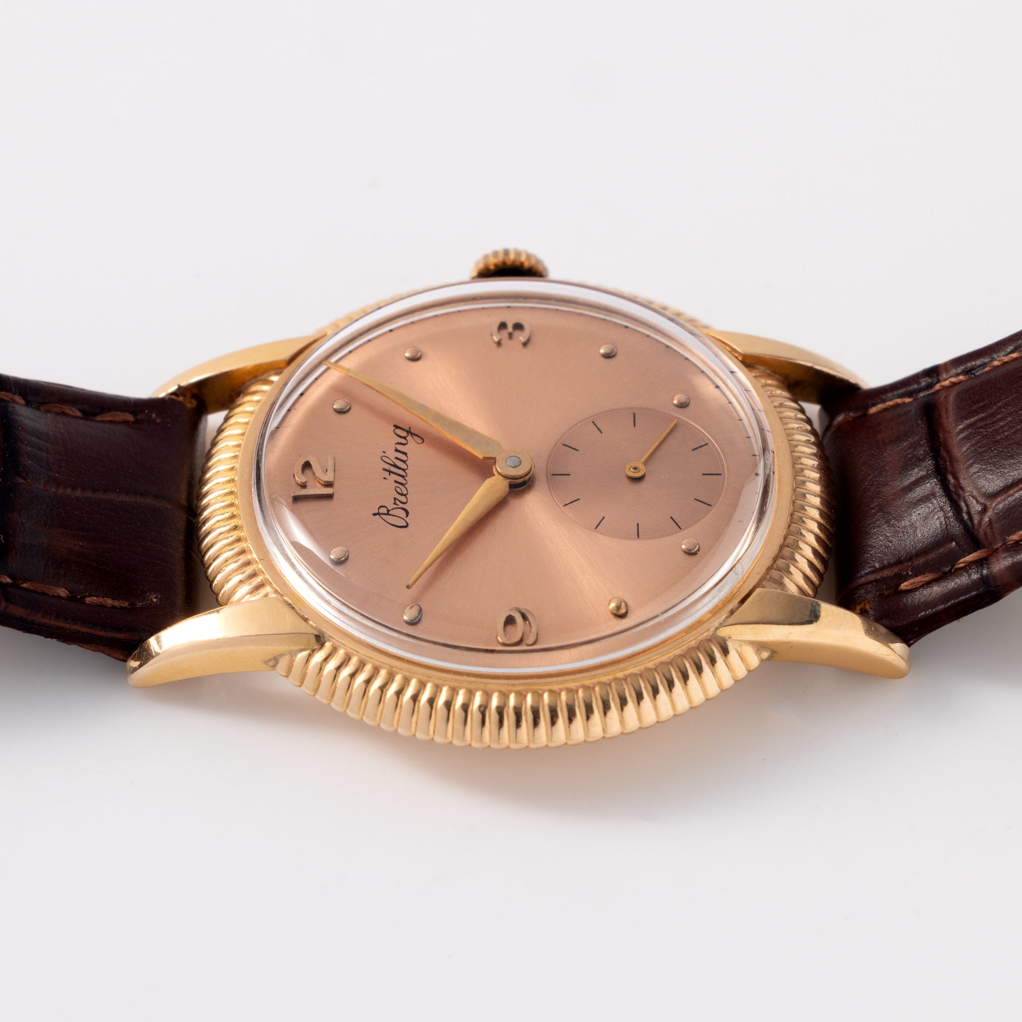 Breitling Rose Gold Dress Watch Salmon Dial Ref 177