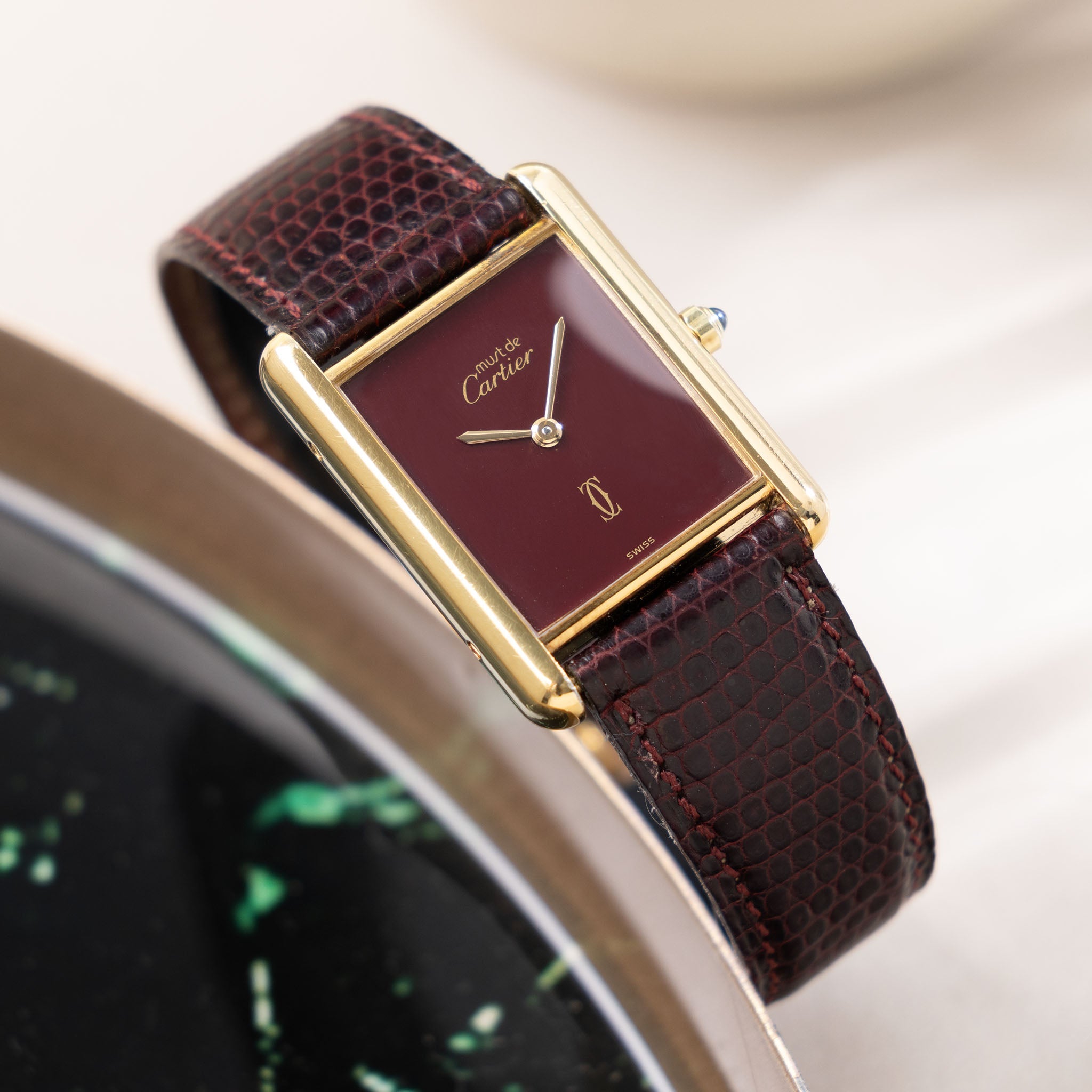 Cartier Tank Must de Cartier 6-81008 Burgundy Dial Box and Papers